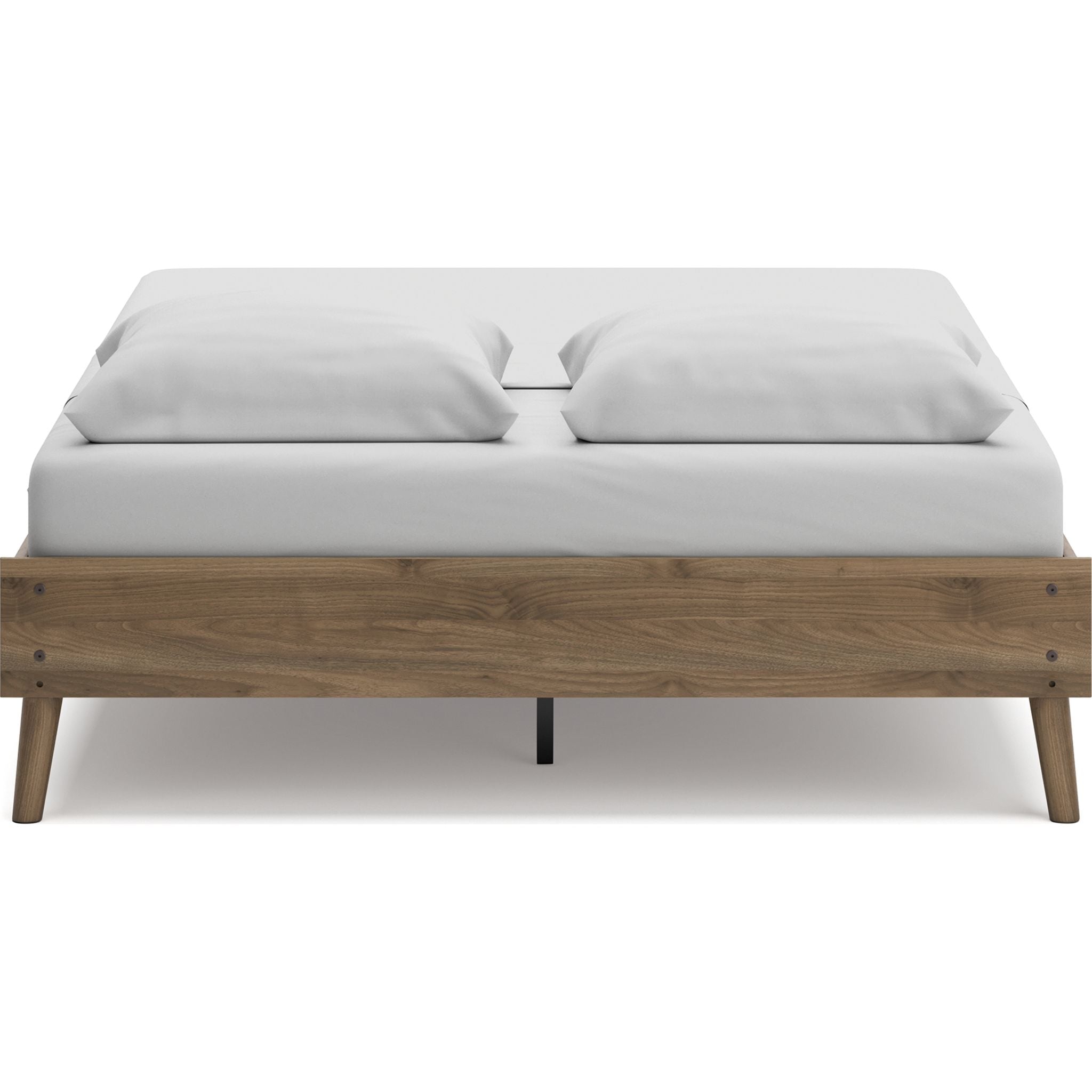 Aprilyn Queen Platform Bed Frame - Honey Finish, Sturdy Wooden Slat Support, No Box Spring Needed - Perfect for Modern & Minimalist Bedroom Decor