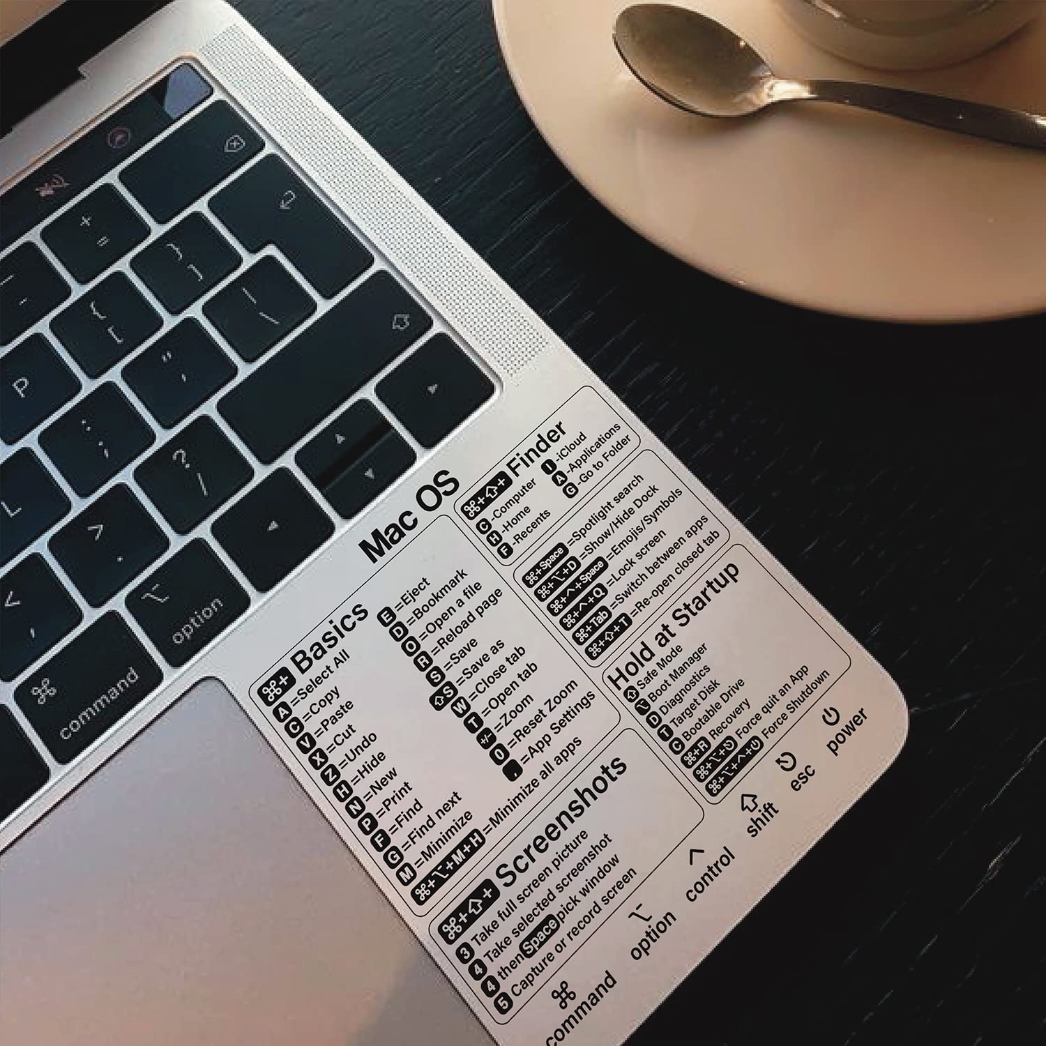 Mac Keyboard Shortcut Stickers for MacBook Air/Pro (13-16 Inch) - M1 & Intel Chip Compatible - Essential Mac OS Shortcuts 2025 (1pc) - Perfect for Work, Study & Productivity