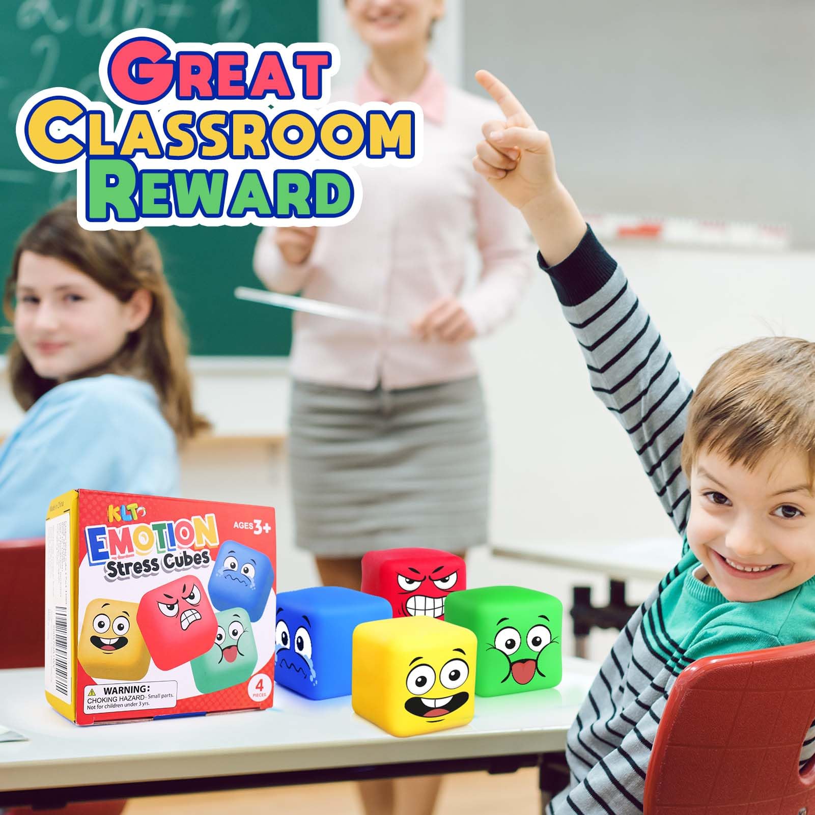 4 Pack Stress Relief Squeeze Balls for Kids & Adults - Slow Rising Squishy Sensory Fidget Toys for Anxiety, Autism, ADHD - Perfect for Classroom Prizes, Easter Basket Stuffers & Office Desk Stress Relief
