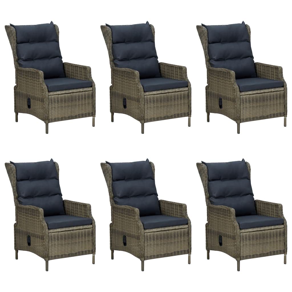 7-Piece Brown Poly Rattan Patio Furniture Set with Cushions - Outdoor Dining & Conversation Set for Garden, Backyard, Poolside - Perfect for Al Fresco Dining & Relaxing in Your Outdoor Living Space