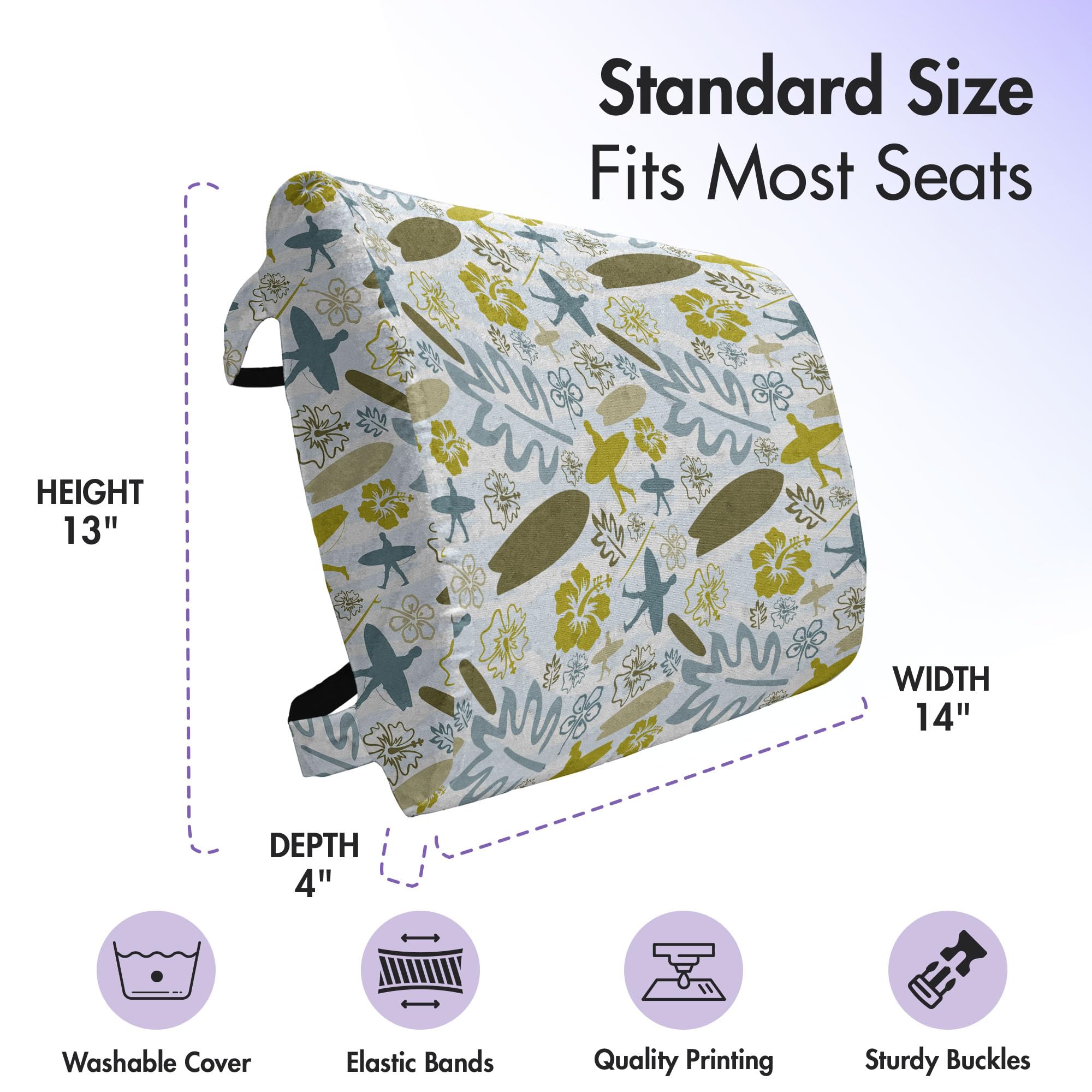 Ambesonne Luau Lumbar Support Pillow - High Density Foam for Office Chair & Car Seat - 14
