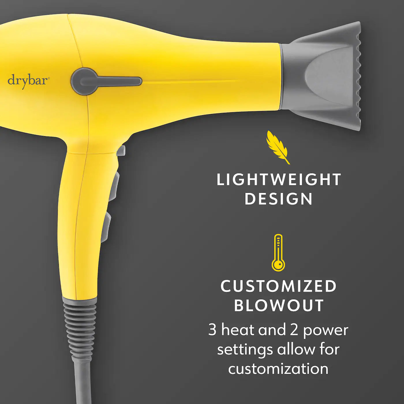 Drybar Buttercup Blow Dryer - Professional Hair Dryer for Salon-Quality Blowouts at Home - Perfect for Styling, Smoothing & Volumizing Hair