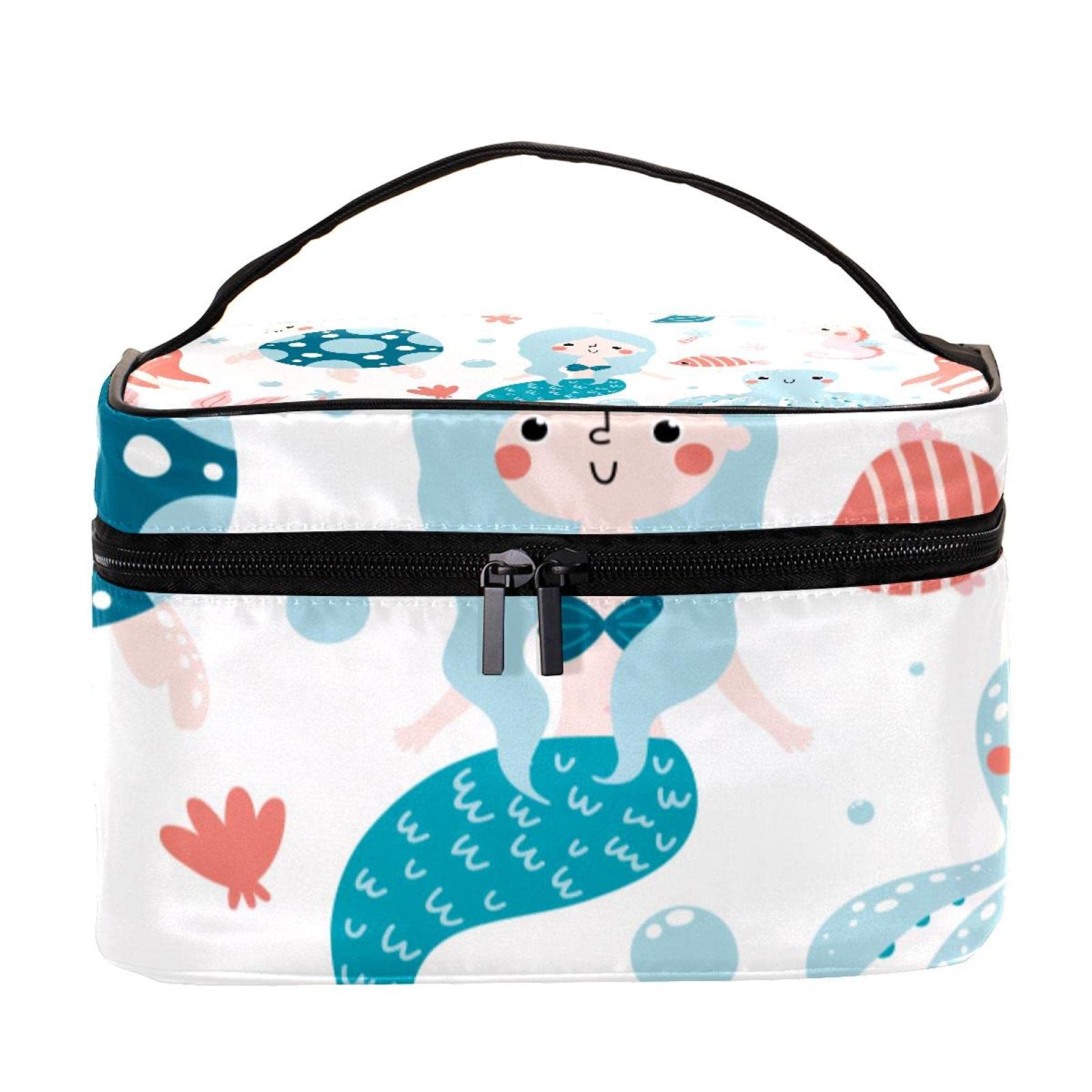 **Stylish Large Mermaid Octopus Crab Travel Makeup Bag – Waterproof Cosmetic Organizer with Zipper for Women & Girls – Perfect for Beach Trips, Travel, and Daily Makeup Storage**
