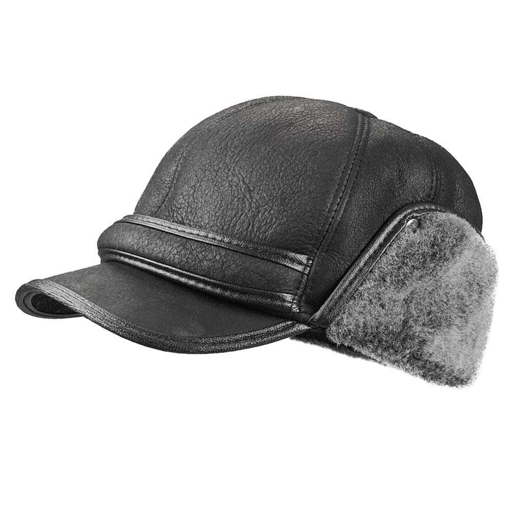 FRR Shearling Sheepskin Fudd Hat - Warm Winter Trapper Hat for Men & Women - Cozy Outdoor Hunting & Snow Activities