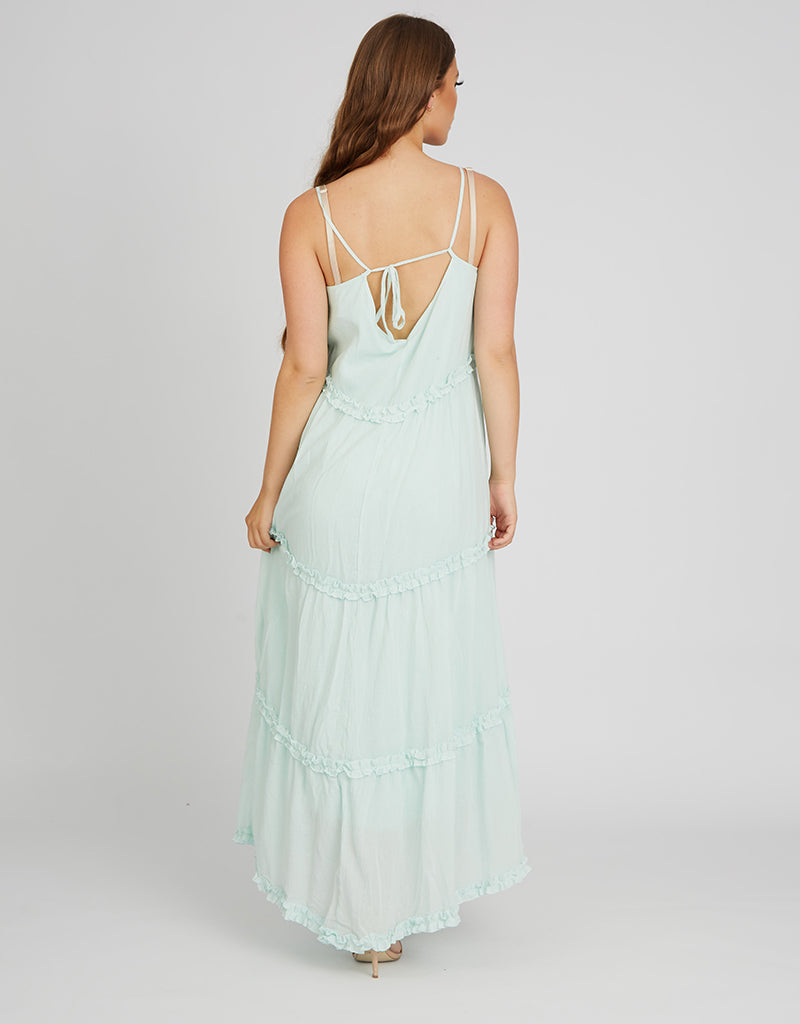 Elegant Halter Neck Linen Frill Dress for Women - Summer Beach Wedding Party Outfit