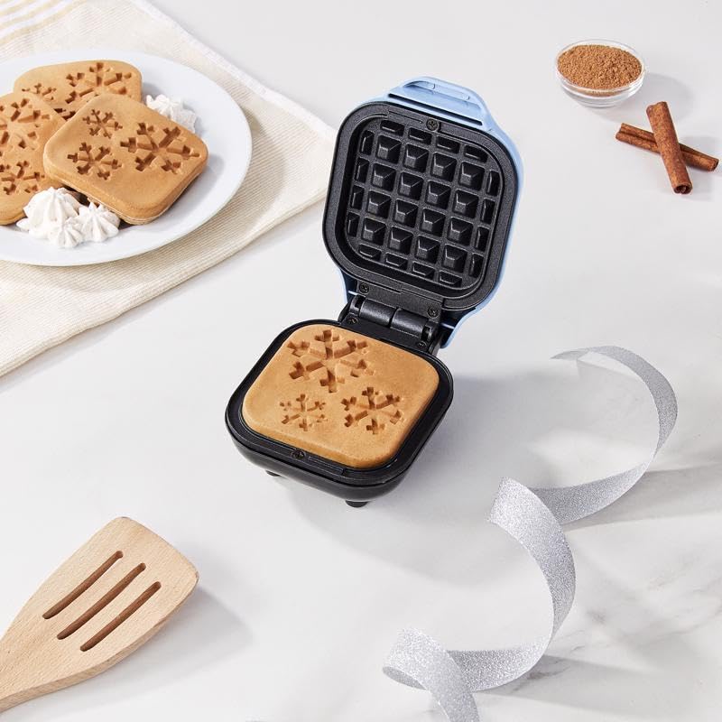 RMWS001GBSD06 Mini Waffle Maker for Snowflake Waffles - Compact Single Serve Breakfast Appliance - Perfect for Home, Dorm & Office Use