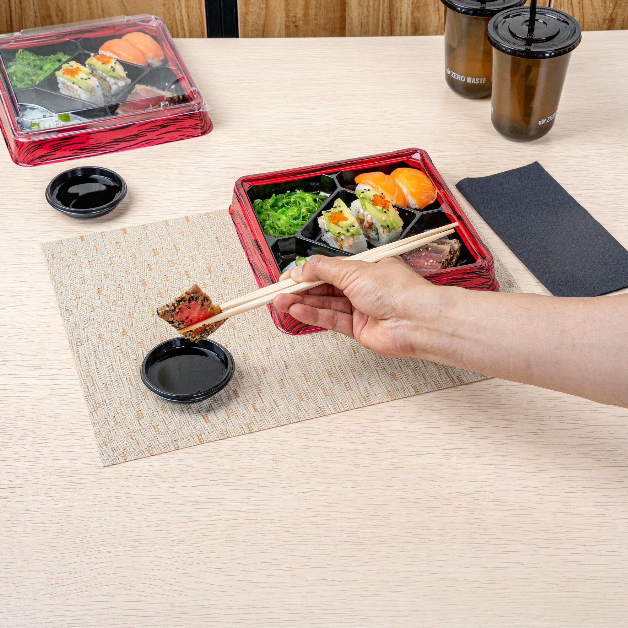 Bento Tek 2 oz Round Black Plastic Sauce Containers - 3 x 3 x 0.75 Inches - Pack of 100 - Perfect for Restaurants, Takeout, Meal Prep & Sushi Dipping Sauces
