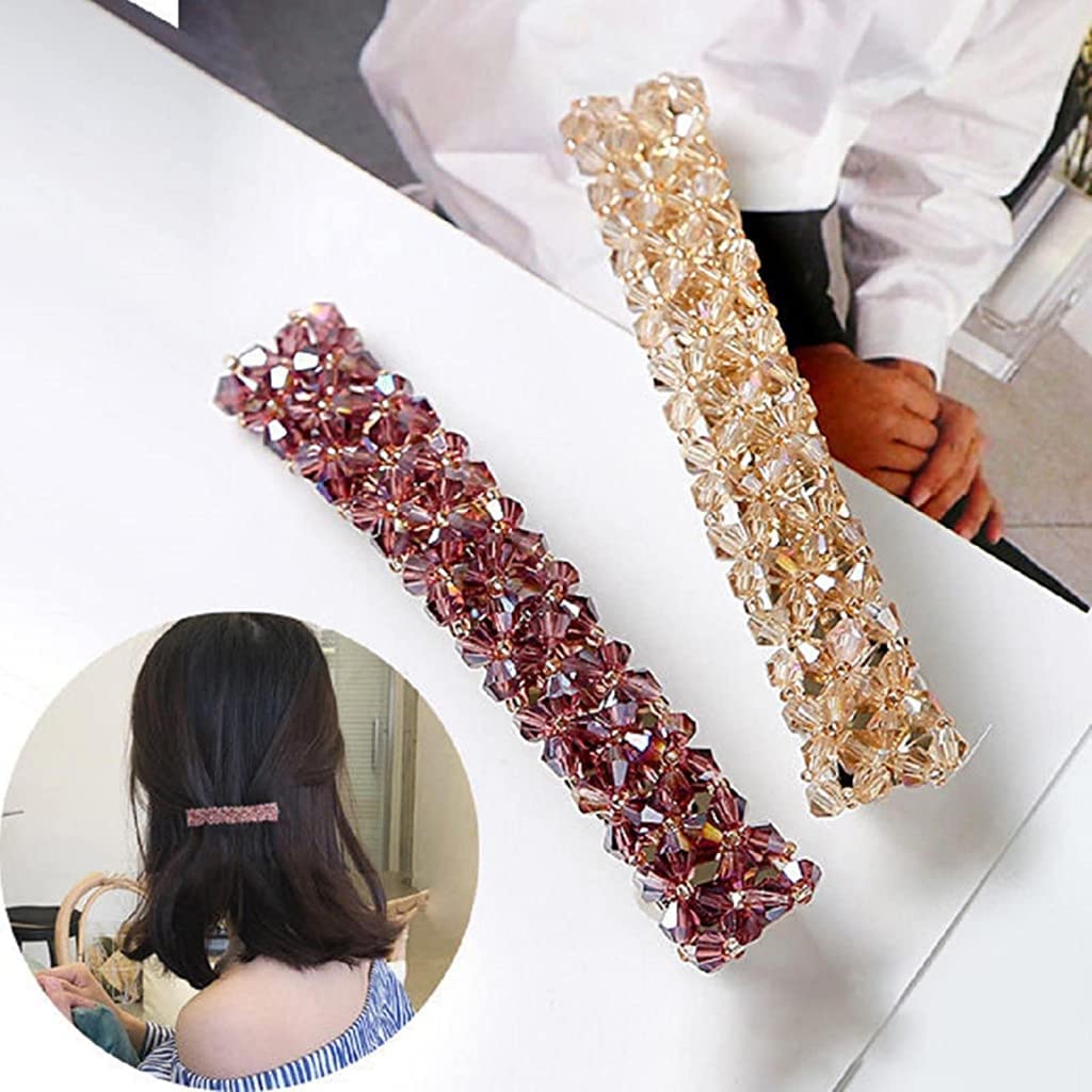 ZIBUYU® Rhinestone Hair Clips for Women & Girls - Shiny Non-Slip Barrettes & Hair Pins Set (3PCS, Pink/Black/White) | Perfect for Weddings, Parties & Daily Hair Accessories