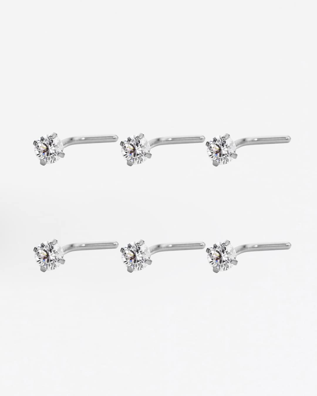 FANSING L-Shaped Nose Studs for Women & Men - Surgical Steel Nose Rings with Cubic Zirconia - Hypoallergenic Nostril Piercing Jewelry - Perfect for Everyday Wear, Parties & Special Occasions