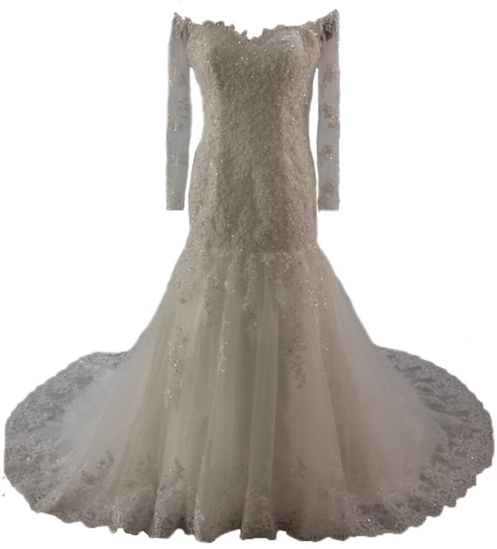 Elegant Plus Size Mermaid Wedding Dress with Lace Long Sleeves – Romantic Bridal Gown for Beach, Church & Formal Ceremonies