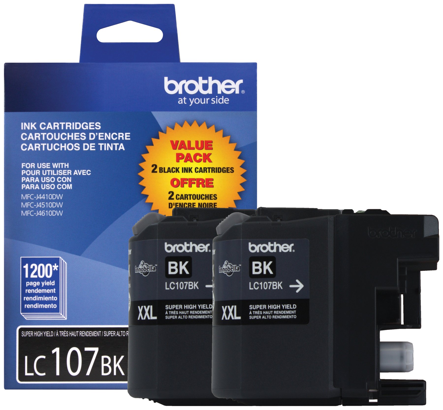 Brother LC1072PKS High-Yield Ink Cartridge - Compatible with Brother Printers - Ideal for Home Office & Small Business Printing Needs