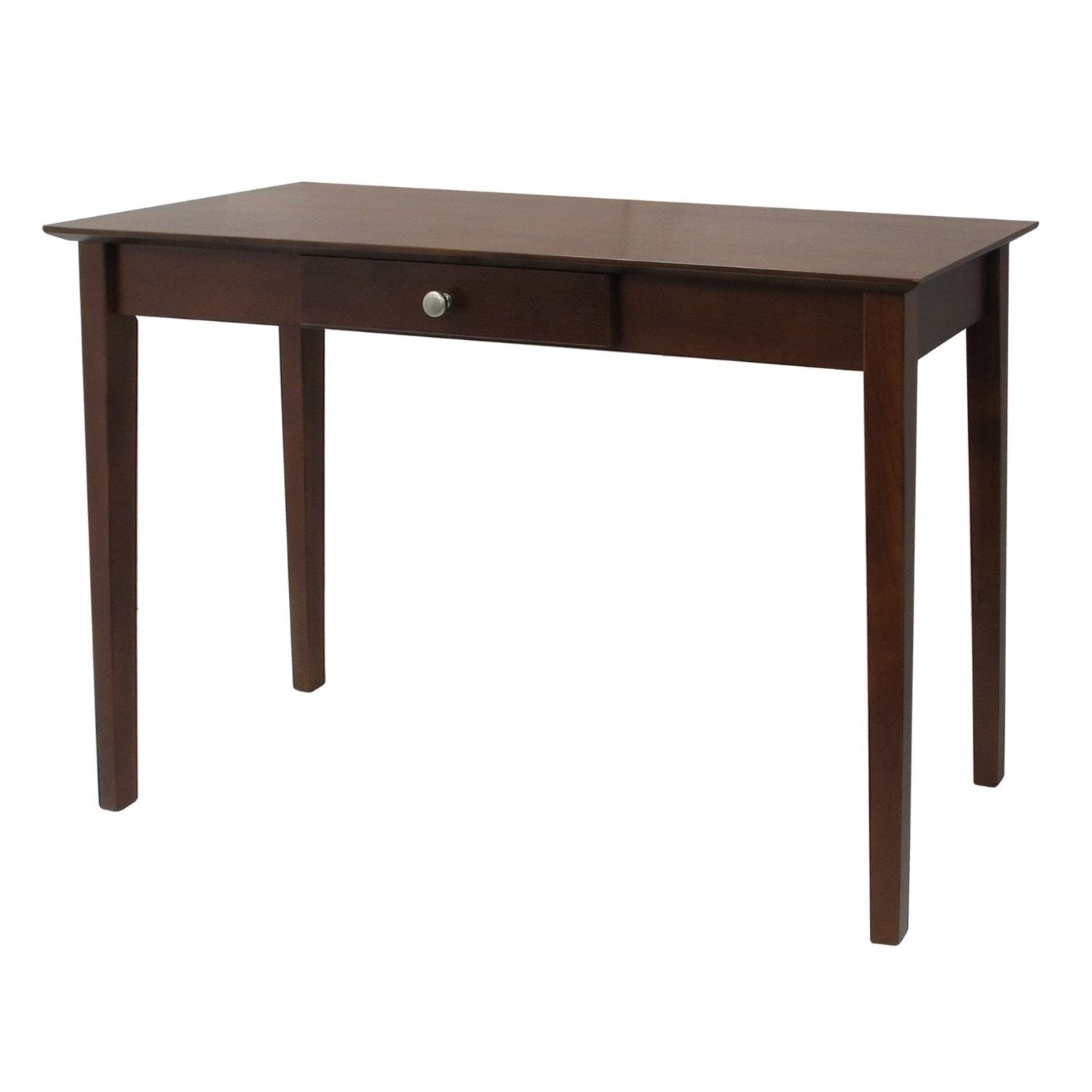 Modern Walnut Finish Console Table - Stylish Laptop Computer Desk & Sofa Table for Home Office, Living Room, and Entryway