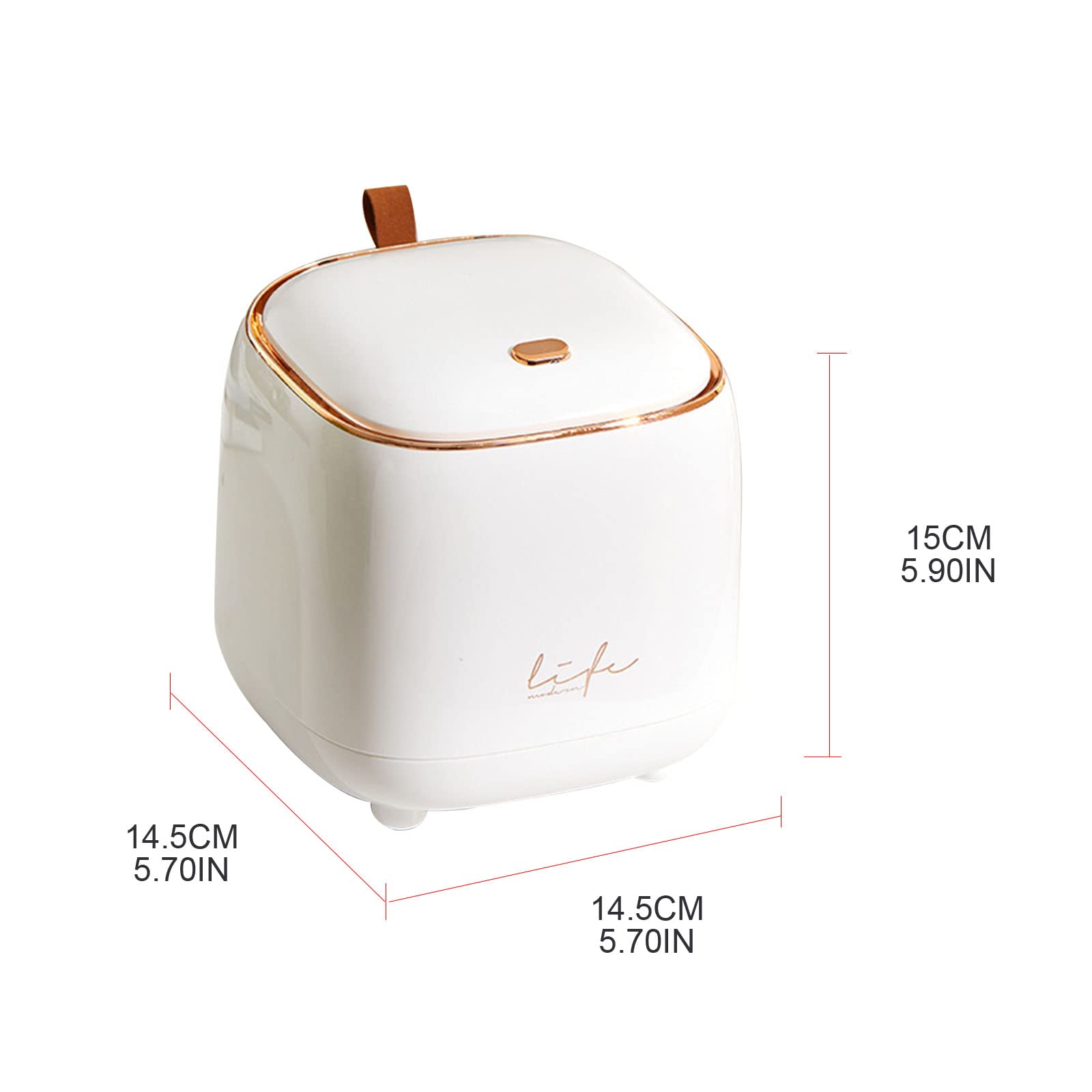 Cuawana Press Trash Can - Mini Desktop Trash Bin with Double Layer Design, Small Waste Basket for Bathroom, Vanity, Office & Bedroom - Perfect for Tabletop Storage & Organization