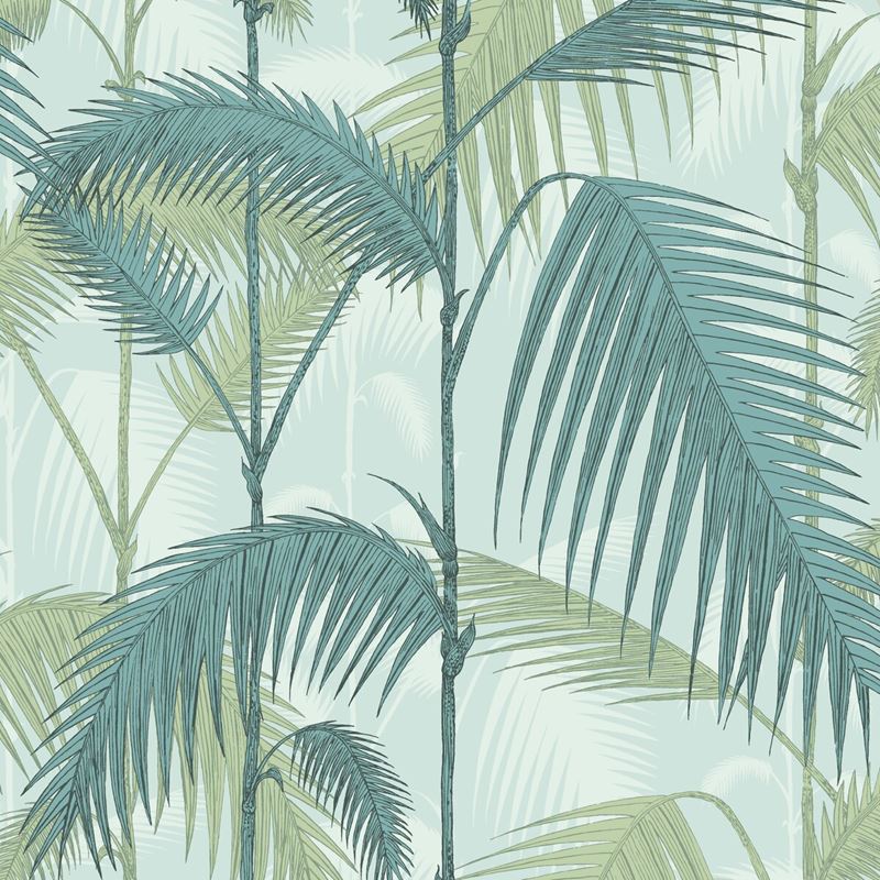 Cole & Son Palm Jungle Wallpaper - Blue & Mint Print Room Design | Tropical Botanical Decor for Living Room, Bedroom & Office