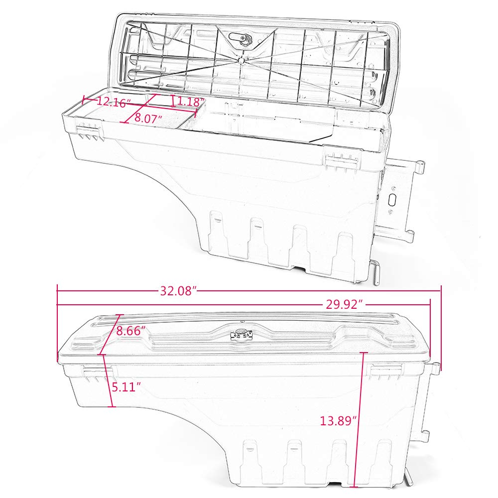G-PLUS Lockable Truck Bed Storage Box Toolbox - Compatible with Chevy Silverado & GMC Sierra 1500/2500HD/3500HD (2007-2018 Models) - Secure Weatherproof Tool Storage for Camping, Work & Outdoor Adventures