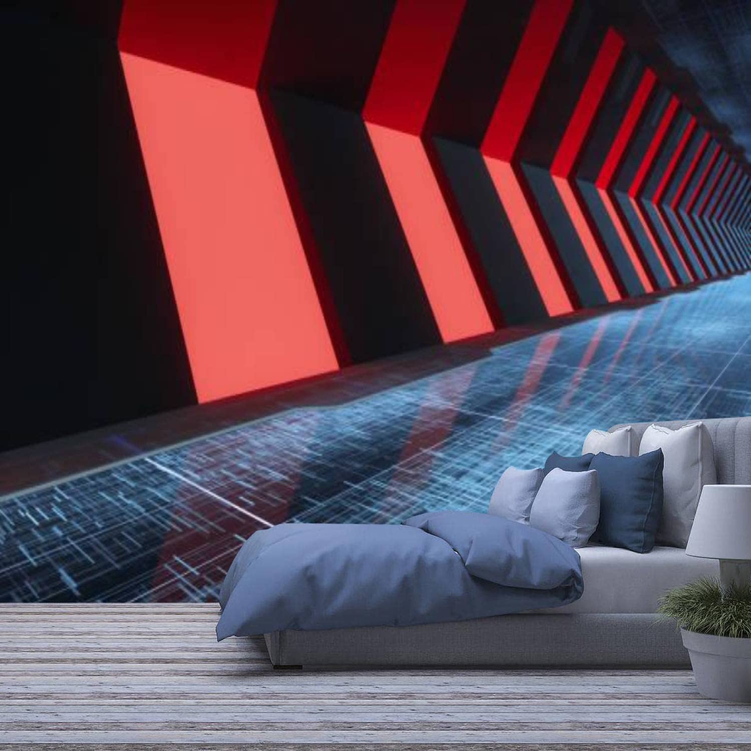3D Removable Wallpaper - Self-Adhesive Futuristic Tunnel Design Wall Mural | Peel and Stick Wall Sticker for Living Room, Bedroom Decor | Perfect for Modern Homes, Kids Rooms & Office Spaces