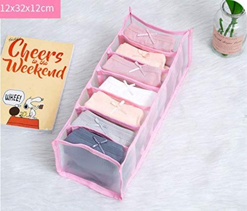 Foldable Drawer Organizer Set - 6/7/11 Grids Underwear Storage Box for Socks & Bras | Space-Saving Dorm Closet Organizer (Pink) | Perfect for College Dorms, Bedroom Drawers & Travel Luggage Organization