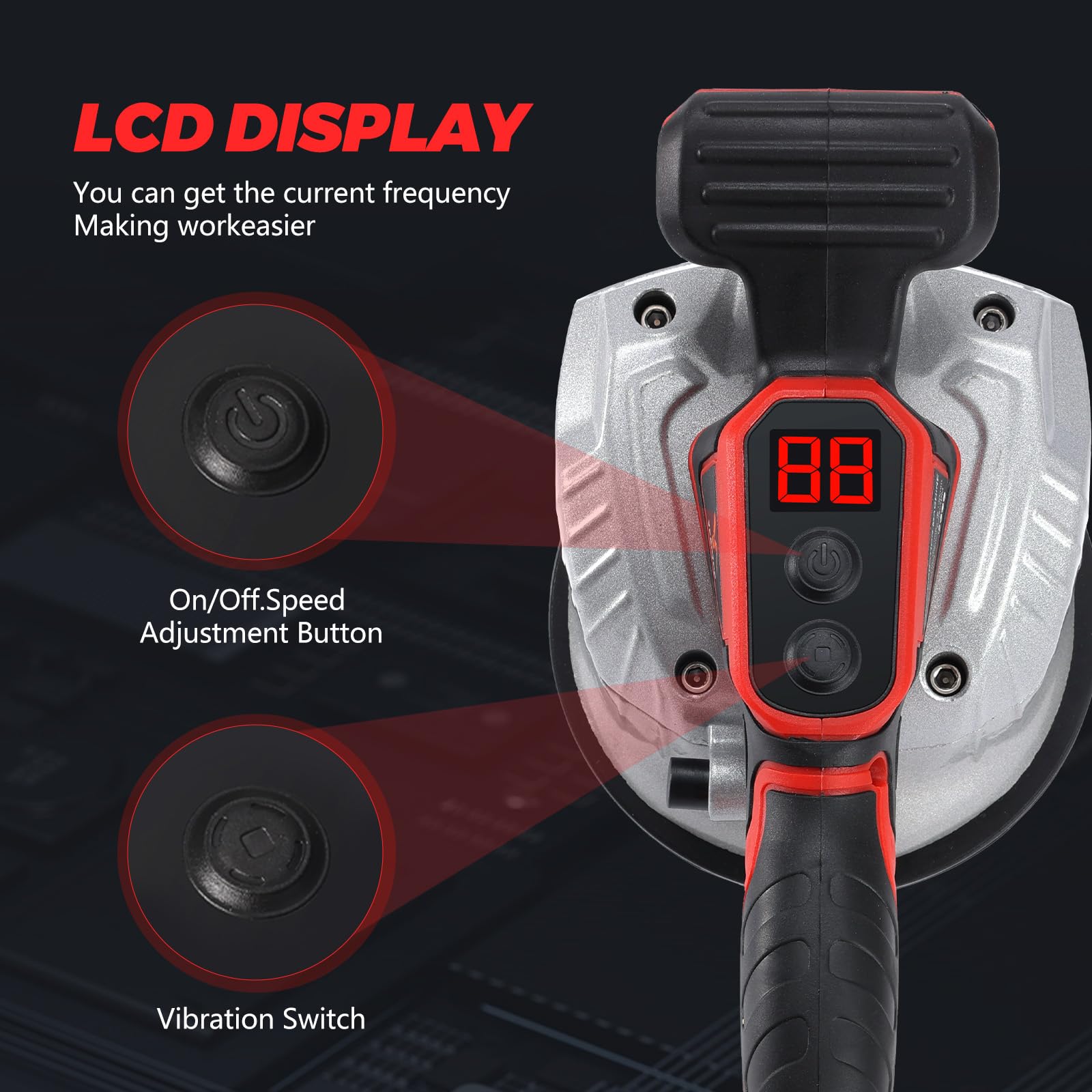 **Yeartop 18V Cordless Tile Vibration Tool for Milwaukee Battery - 8-Speed Adjustable Tiler Leveling Machine with Suction Cup & Digital Display - Perfect for Tile Installation & Flooring Projects (Battery Not Included)**