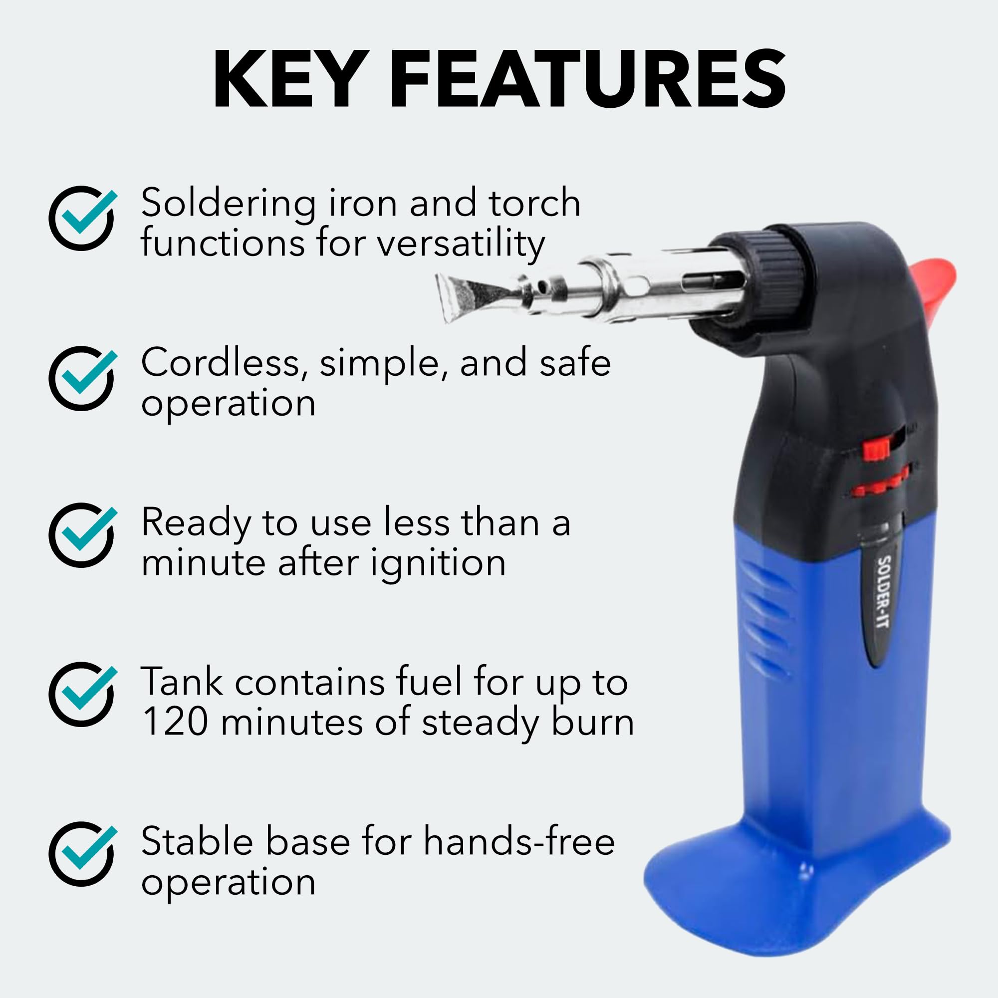 ES-670CK Professional Butane Heat Gun & Soldering Iron Kit with Reflector, Hot Knife, Conical Tip - Dual Use for Crafts & Auto Repair - Piezo Ignition & Refillable Butane Tank - Perfect for DIY Projects, Heat Shrink Tubing, Jewelry Making & Electronics Work