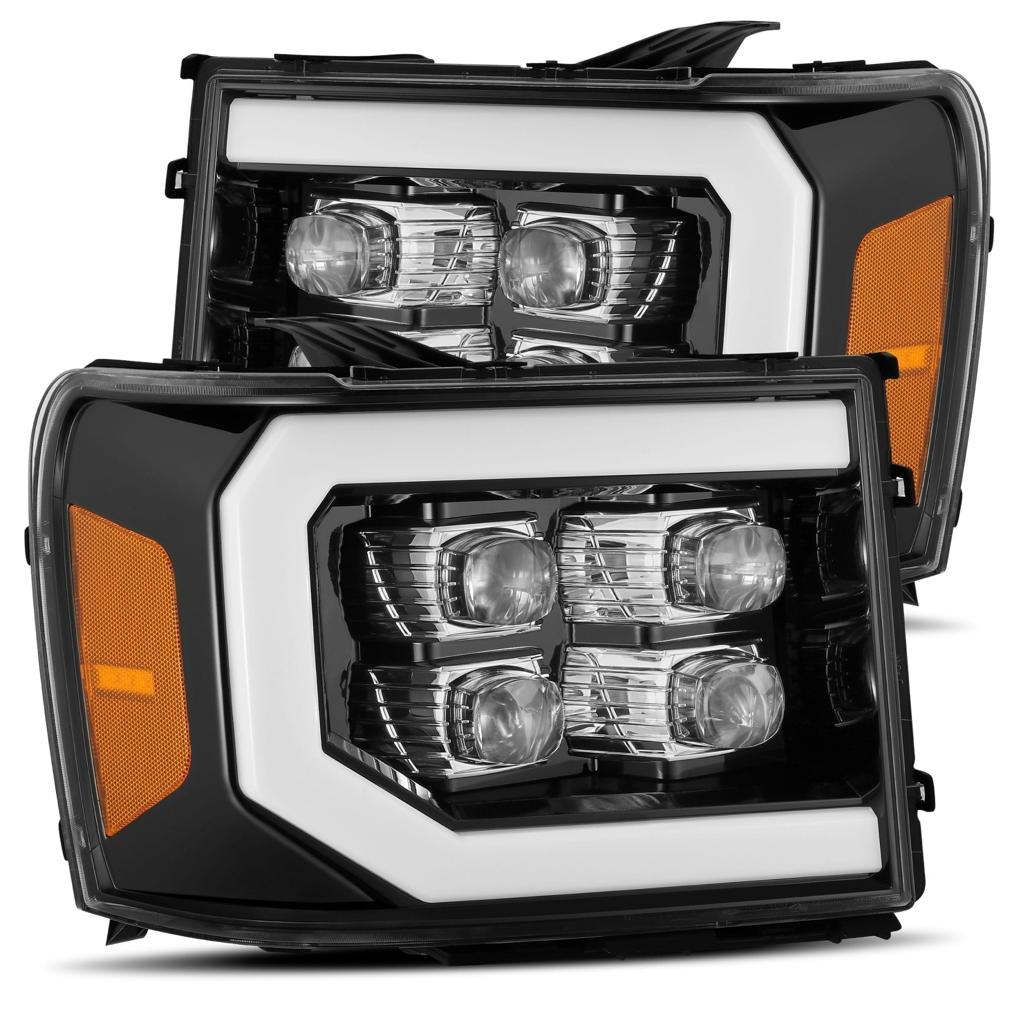 2007-2013 GMC Sierra NOVA Series LED Projector Headlights - Jet Black Alpha Rex 880608 - Upgrade for Better Night Visibility & Style