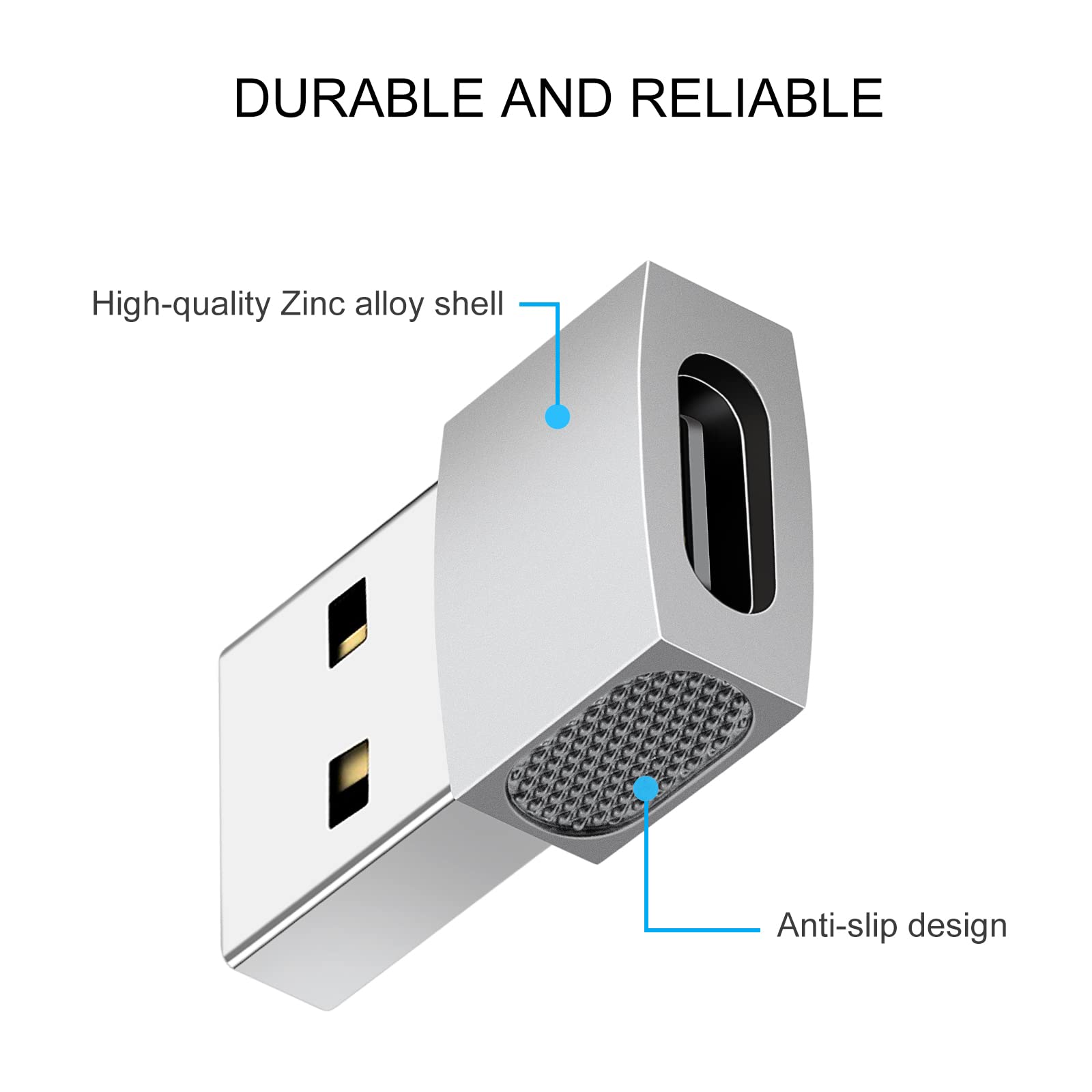 2-Pack USB C to USB Adapter - Zinc Alloy Type C Female to A Male Charger Converter for iPhone 15/14/13/12 Pro Max/Plus, Apple Watch, AirPods, CarPlay & Galaxy S23/S24 (Rose Gold) - Perfect for Travel, Office & Car Charging