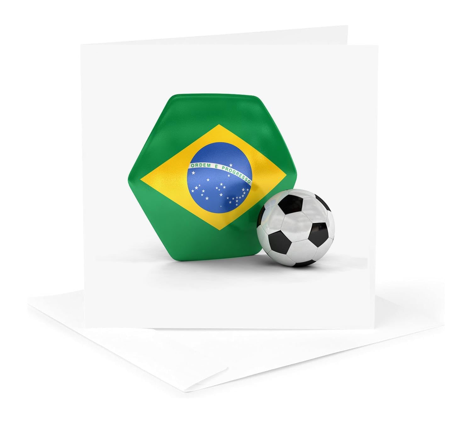 Brazil Soccer Ball Greeting Card - Handmade Illustration for Birthday, Christmas & Special Occasions - Perfect for Soccer Fans & Sports Lovers