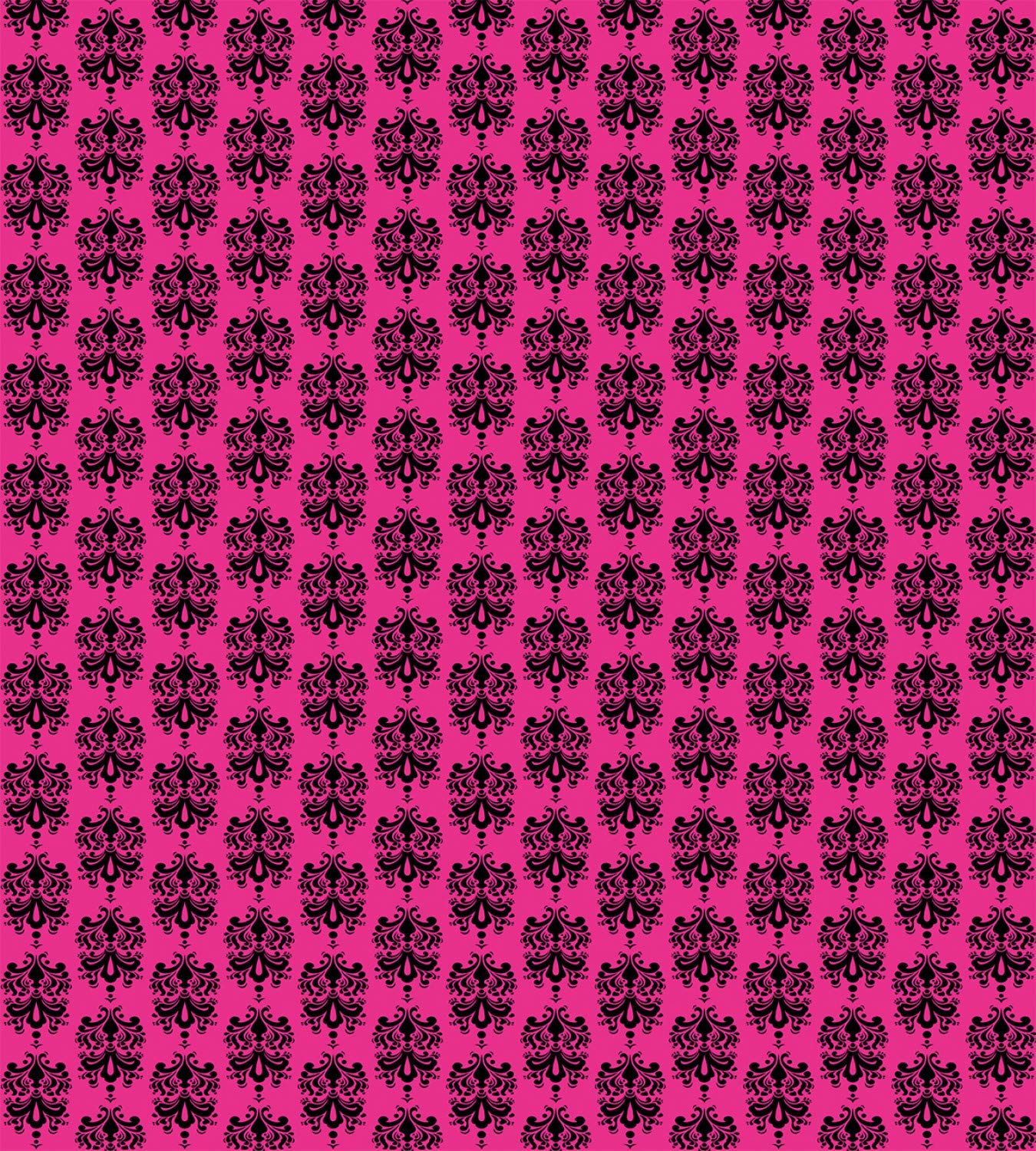Ambesonne Hot Pink Duvet Cover Set - Oriental Black Damask Design California King Size 3-Piece Bedding with 2 Pillow Shams | Luxurious Eastern-Themed Decor for Master Bedroom, Guest Room & Bohemian Style Homes