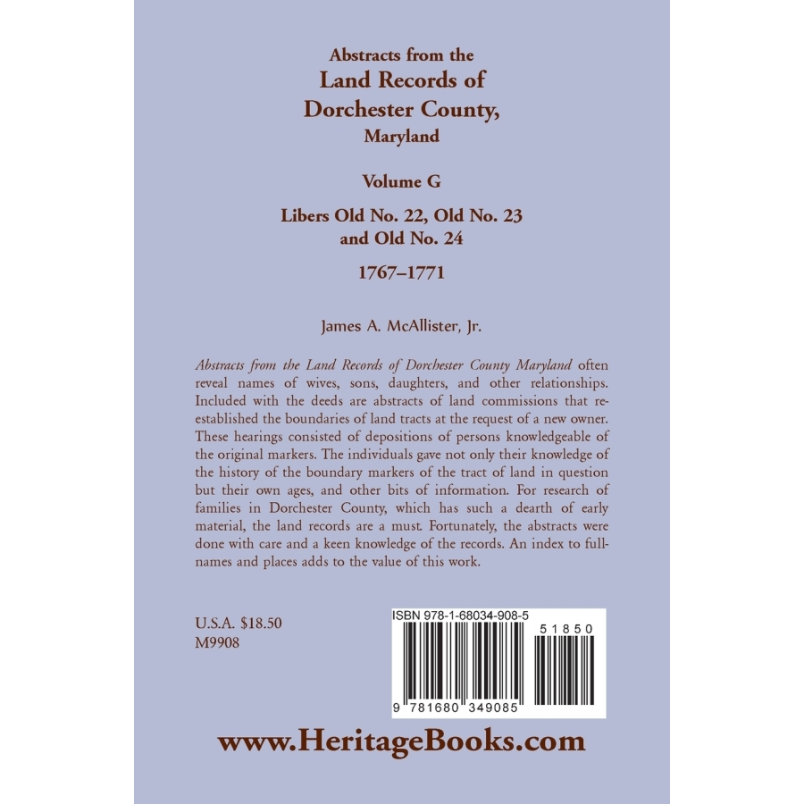 Abstracts from the Land Records of Dorchester County Maryland Volume G 1767-1771 | Historical Genealogy Research & Property Deed Documents for Ancestry Tracing