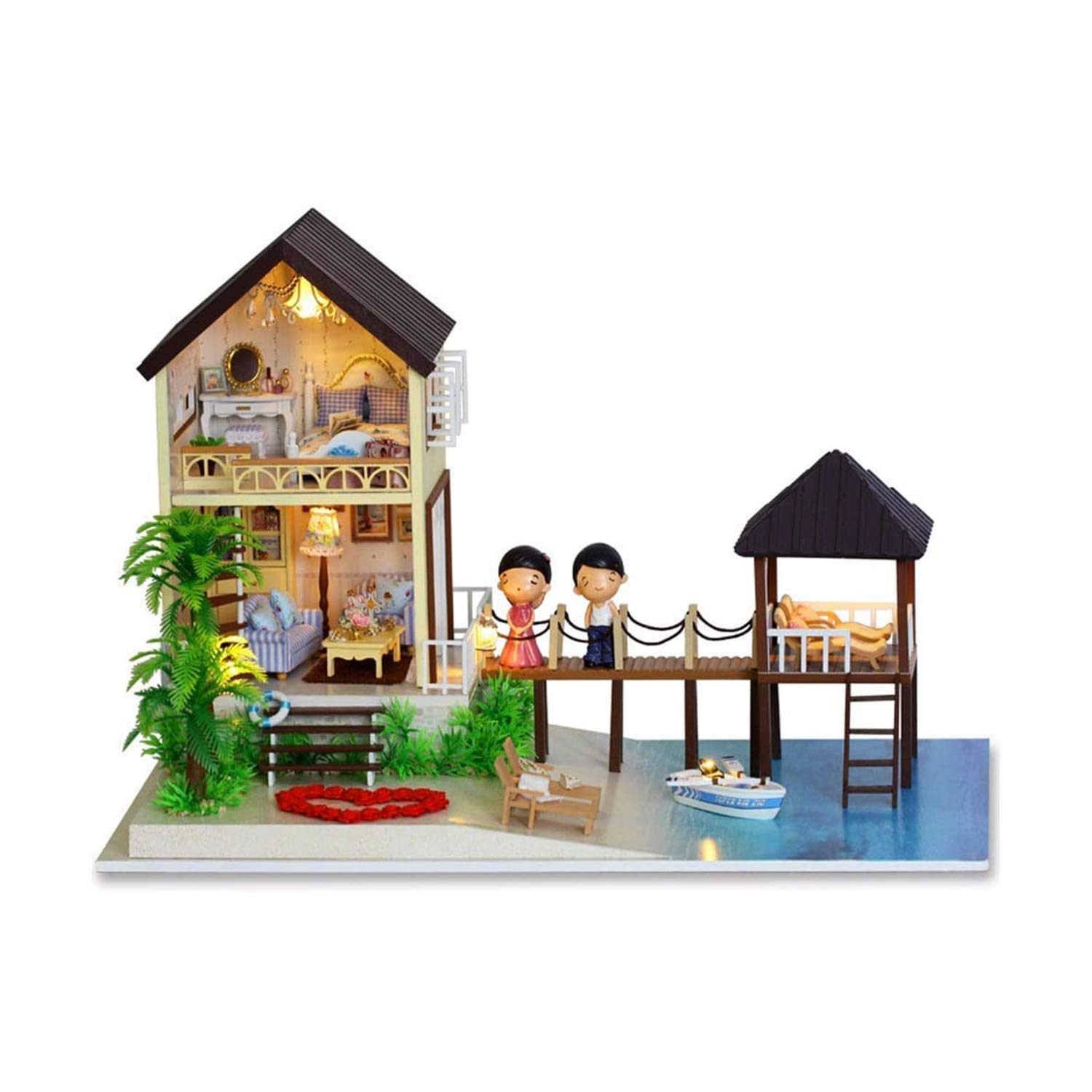 DIY Wooden Dollhouse Kit - Miniature Doll House Craft Set for Women & Girls, Handmade Holiday Home & Large Villa Model - Perfect for Gifts, Collecting & Creative Play