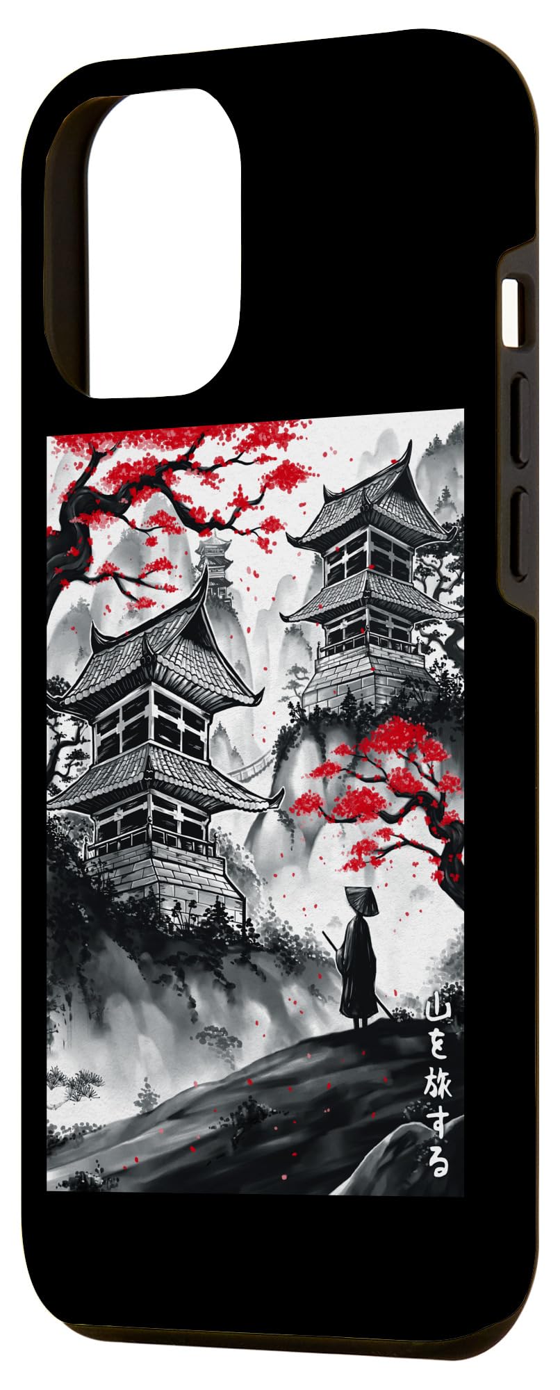 iPhone 12 Pro Max Case - Japanese Style Traveler Mountains Ink Wash Painting Design - Perfect for Travel, Gifts & Everyday Use