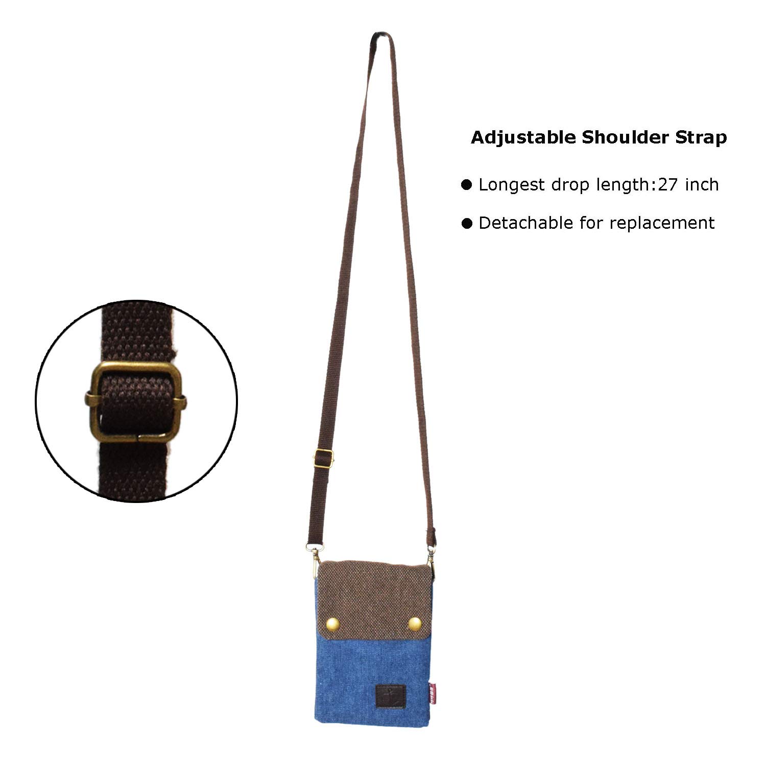 WITERY Small Canvas Crossbody Phone Purse Wallet - Handmade Adjustable Shoulder Strap Cute Cell Phone Bag for Women | Perfect for Travel, Shopping & Everyday Use
