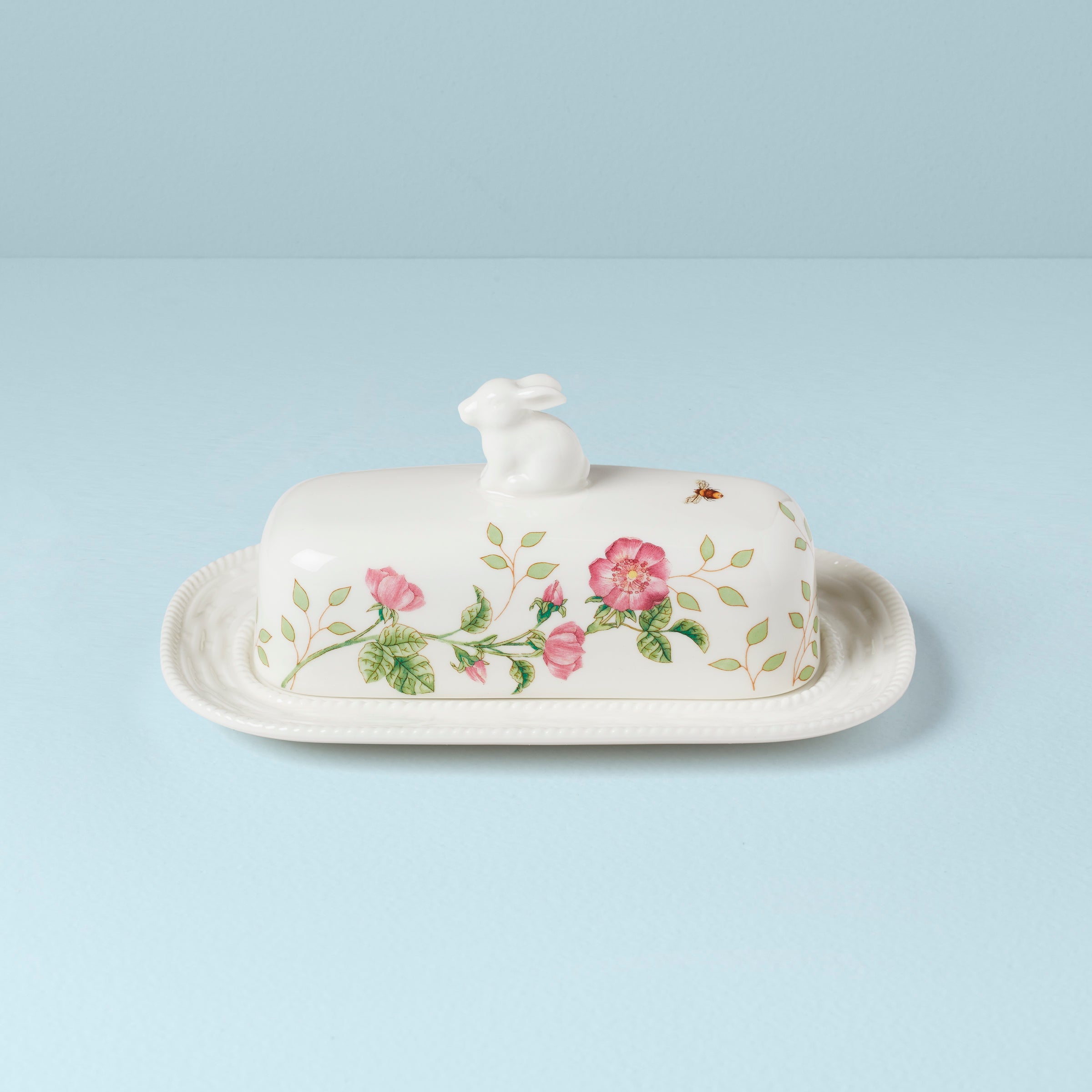 Butterfly Meadow Bunny Covered Butter Dish - Cute Ceramic Butter Keeper with Lid for Kitchen, Dining Table, and Party Decor - Perfect for Home, Restaurants, and Gift Giving
