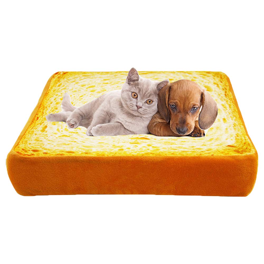 HOUTBY Soft Pet Sofa Bed - Toast Bread Shaped Warm Cushion Mat for Dogs & Cats - Cozy Sleeping Pad for Puppies & Kittens - Perfect for Living Room, Bedroom & Pet Travel