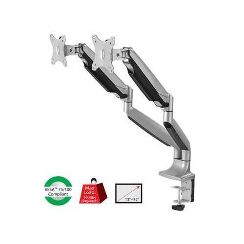 Dual Monitor Desk Mount Stand for 13-32 Inch Screens - Heavy Duty C-Clamp & Grommet Base - Adjustable VESA 75x75/100x100 - Perfect for Home Office, Gaming & Workstations