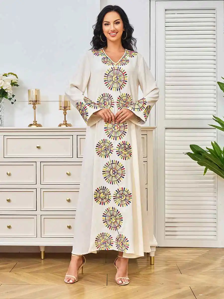 Elegant Rope Embroidery Eid Caftan Dress for Women - Traditional Moroccan Kaftan #24309 - Perfect for Eid Celebrations, Weddings & Special Occasions