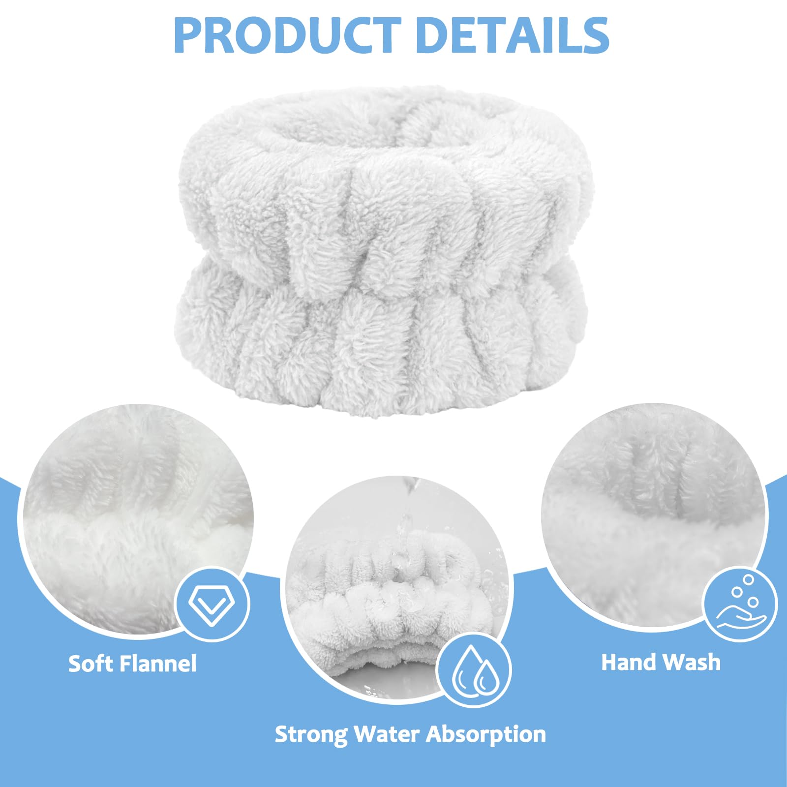 **Microfiber Face Washing Wristbands - Absorbent Wrist Wash Band for Skincare & Makeup, Prevents Water & Cleanser Spills (Black/White) - Perfect for Facials, Washing Face & Beauty Routines**