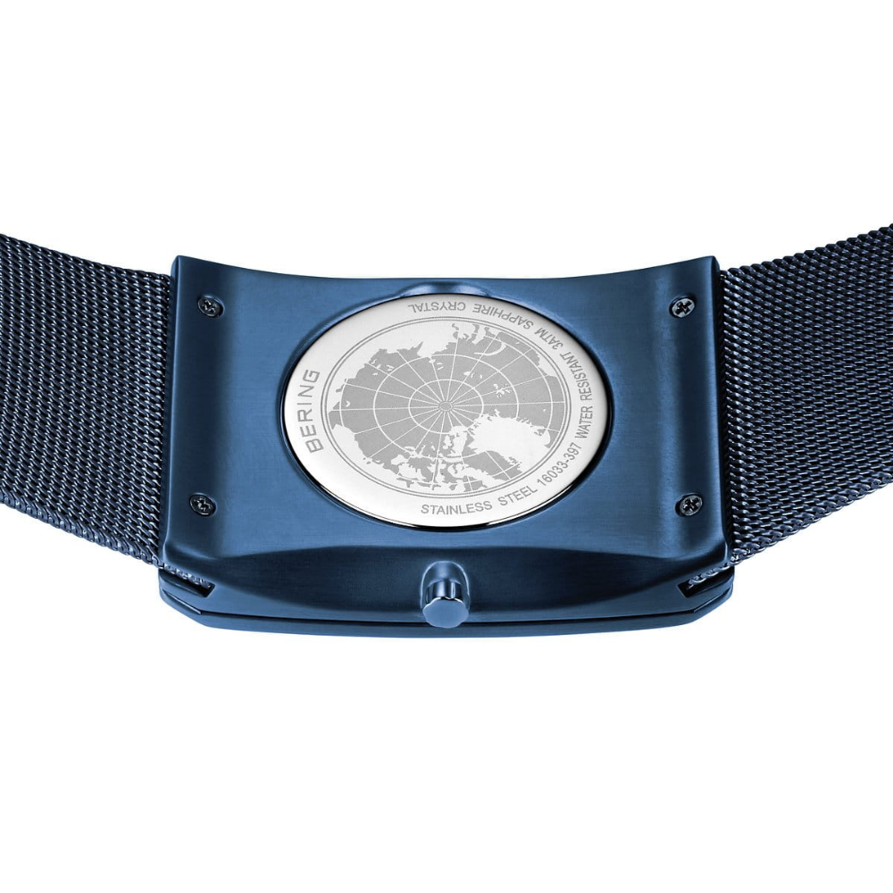 Bering Classic Men's Watch with Blue Dial & Milanese Strap - Model 16033 397 | Elegant Dress Watch for Business, Formal Occasions & Everyday Wear