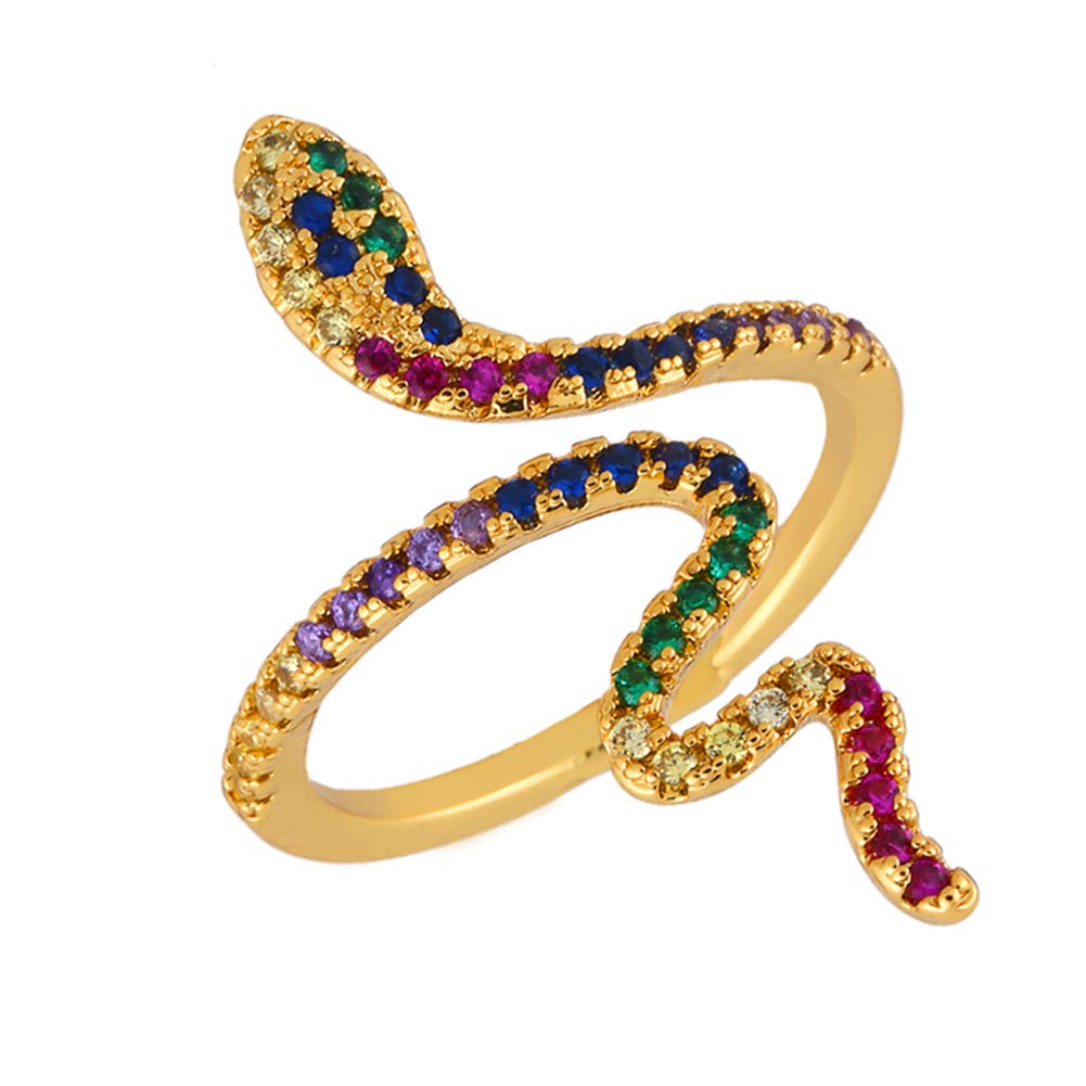 Vintage Gold-Plated Butterfly & Snake Statement Rings for Women - Adjustable Open Rings with Cubic Zirconia | Elegant Boho Jewelry for Parties, Weddings & Everyday Wear
