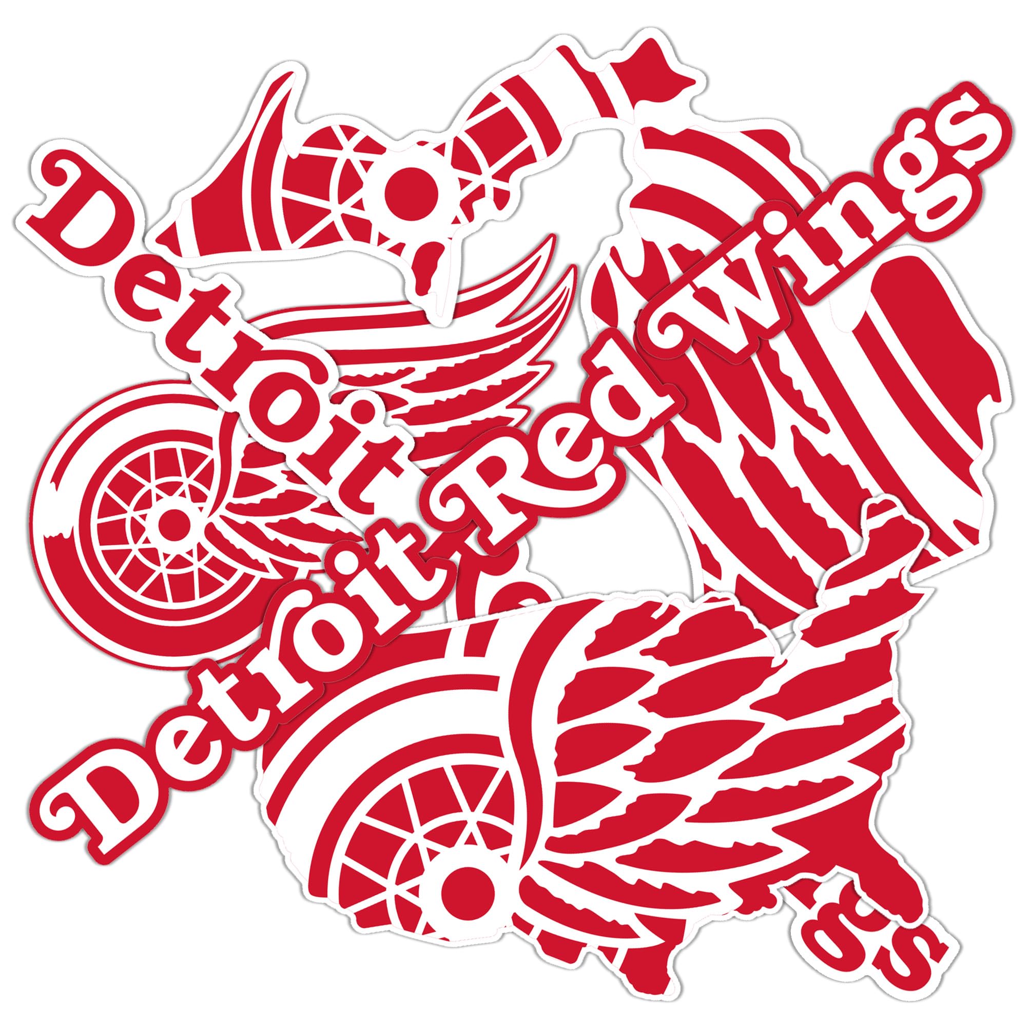 Detroit Red Wings NHL Hockey Team Vinyl Decal Sticker Set - Waterproof Laptop, Car, Water Bottle, Scrapbook Decor - Perfect for Fans, Sports Enthusiasts & Gift Giving