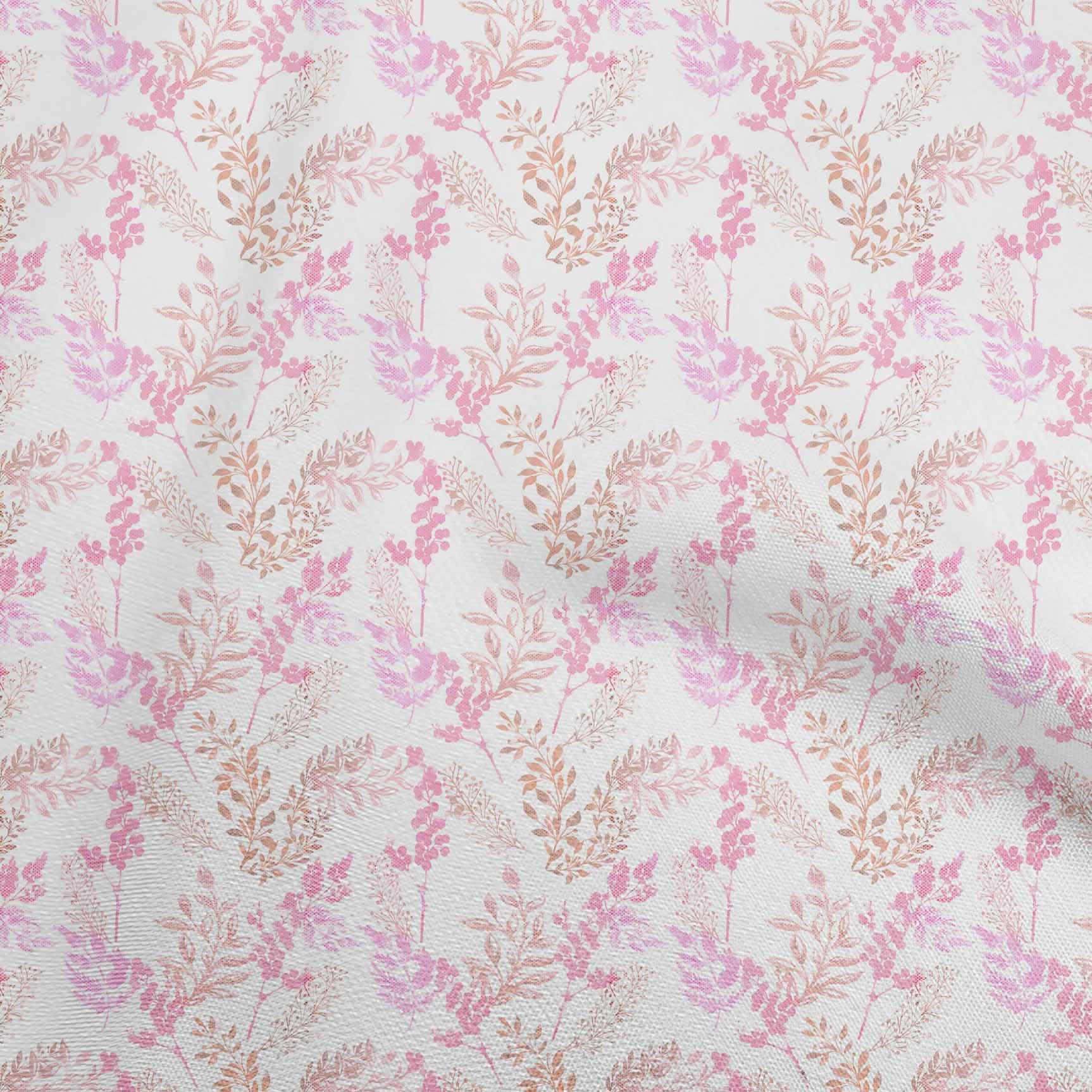 oneOone Cotton Cambric Pink Watercolor Floral Fabric with Leaves - 42 Inch Wide Dress Material by The Yard | Perfect for DIY Dresses, Skirts, and Home Decor Projects