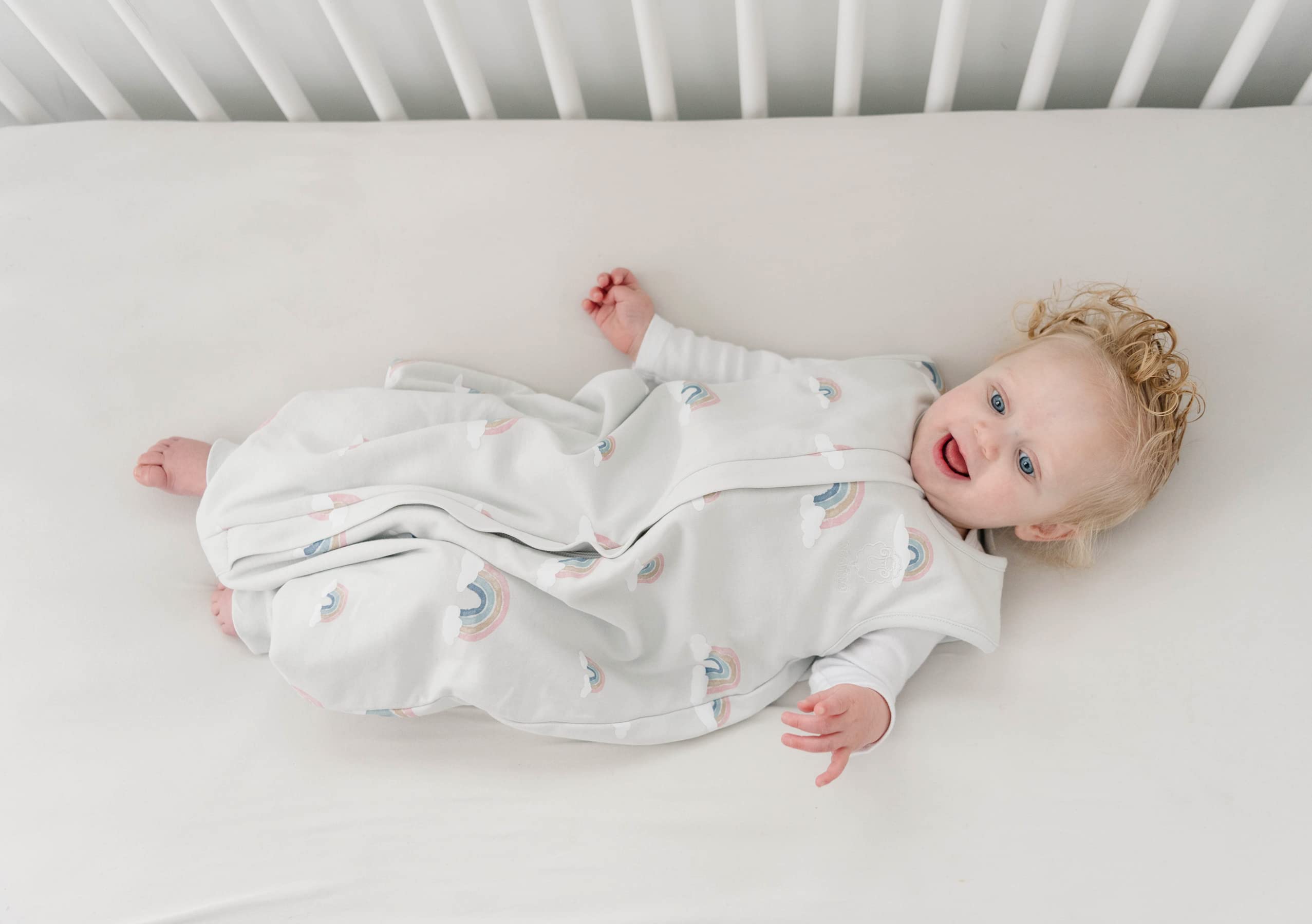 Woolino 4 Season Baby Sleep Sack with Feet - Merino Wool & Organic Cotton Toddler Sleeping Bag for 18-36 Months (Rainbow) | Perfect for Nursery, Daycare & Travel