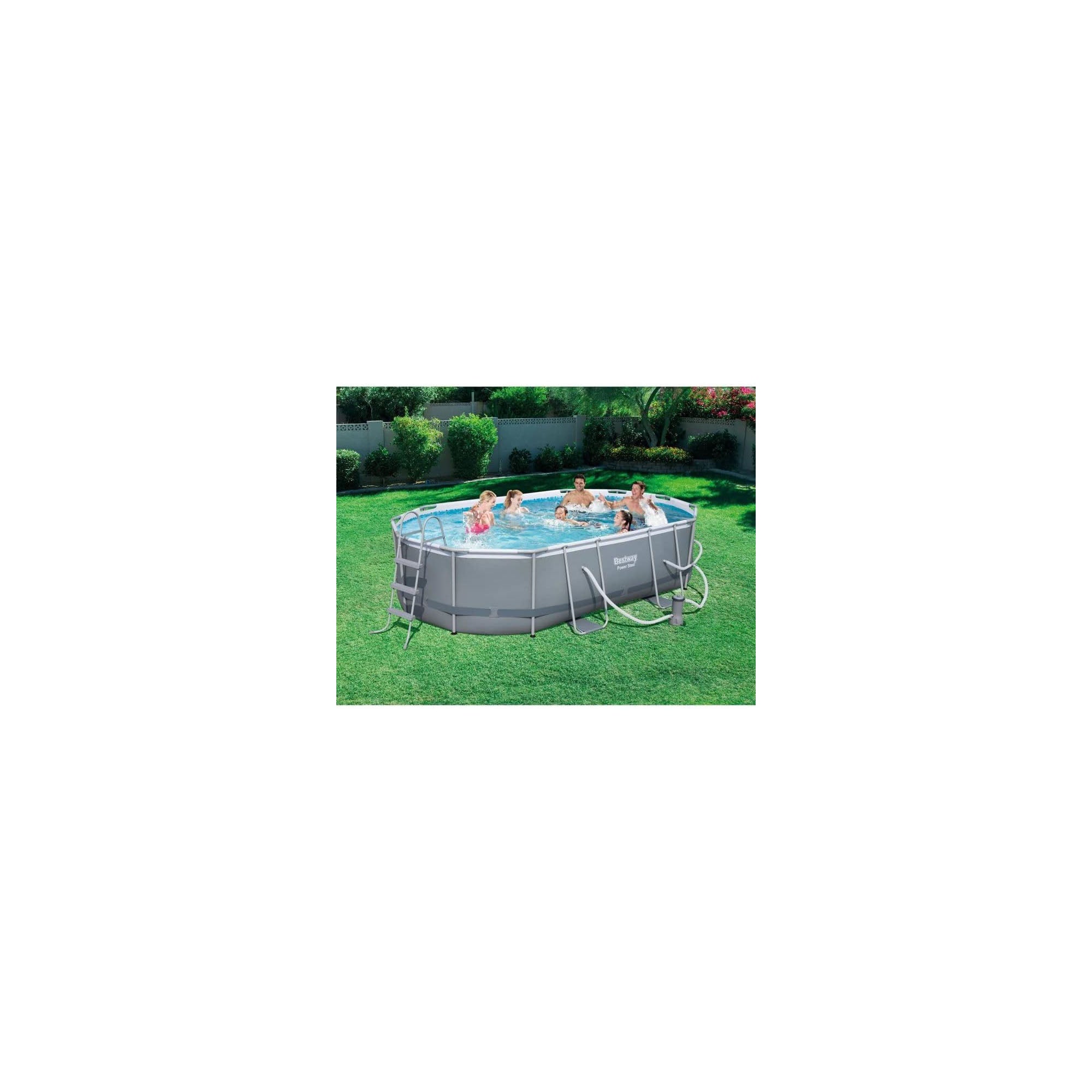 Bestway Power Steel Oval Frame Above Ground Pool Set with Filter Pump, Ladder, Cover & Maintenance Kit | Durable & Easy Setup for Backyard, Summer Fun, Family Gatherings