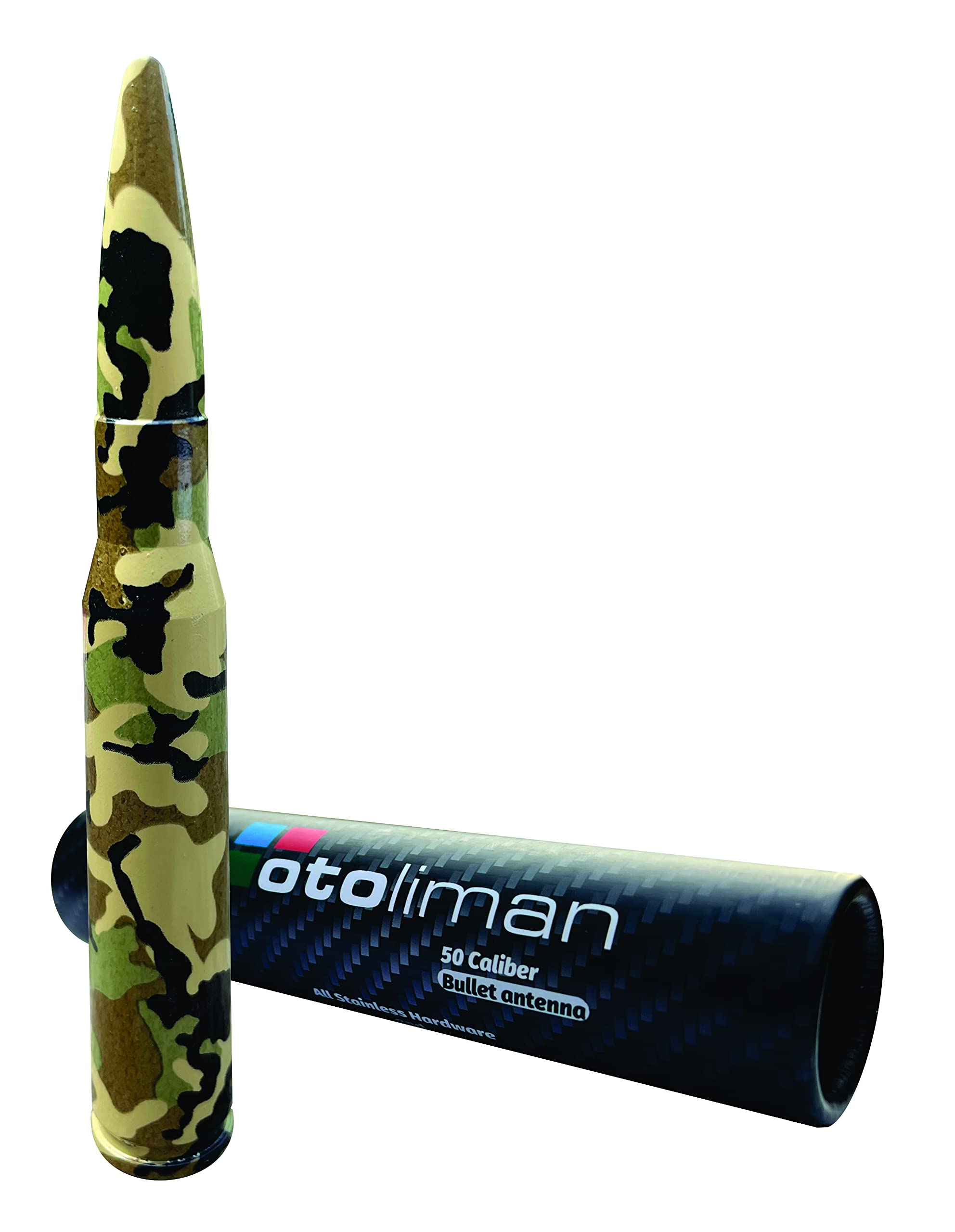 50 Cal Bullet Antenna for Jeep Wrangler JK & JL Gladiator 2007-2022 - 6061 Billet Aluminum Construction, Camouflage Design - Off-Road & Military Style Accessory for Enhanced Vehicle Appearance