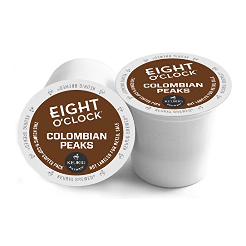 Eight O'Clock Colombian Peaks Medium Roast Coffee Pods for Keurig - 108 K-Cup Pods (6 Boxes of 18) - Rich & Smooth Flavor - Perfect for Home, Office or Breakfast Brewing