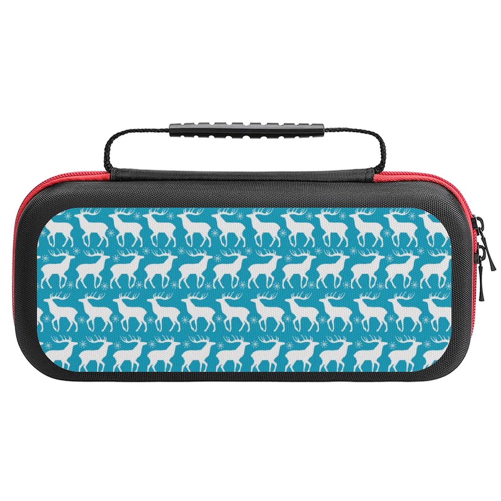 Christmas White Deer Printed Carrying Case for Nintendo Switch Lite & Accessories - Portable Travel Storage Bag - Perfect for Gaming On-The-Go, Holiday Gifts & Travel Protection