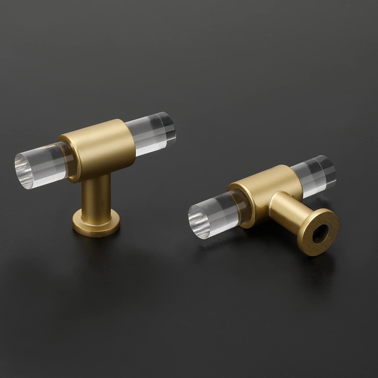 25 Pack Gold Cabinet Knobs - Acrylic Drawer Handles for Kitchen Cabinets, Dressers & Bathroom - Clear Modern Hardware for Home Decor & Furniture Upgrade