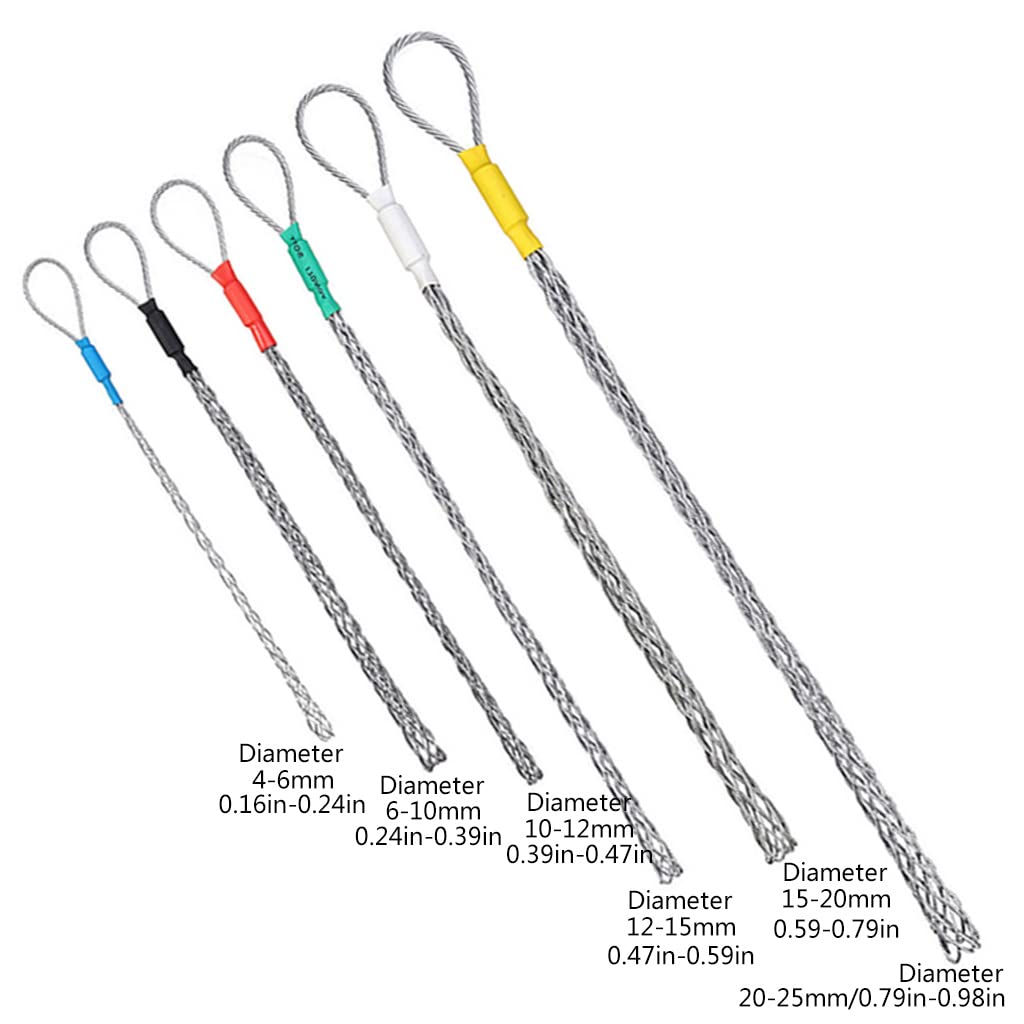 Cable Pulling Grip Sock Kit - Heavy Duty Mesh Puller with Galvanized Metal & Anti-Rust Wire, Flexible Eye Mesh Rope Gripper for Electrical and Network Cable Installation