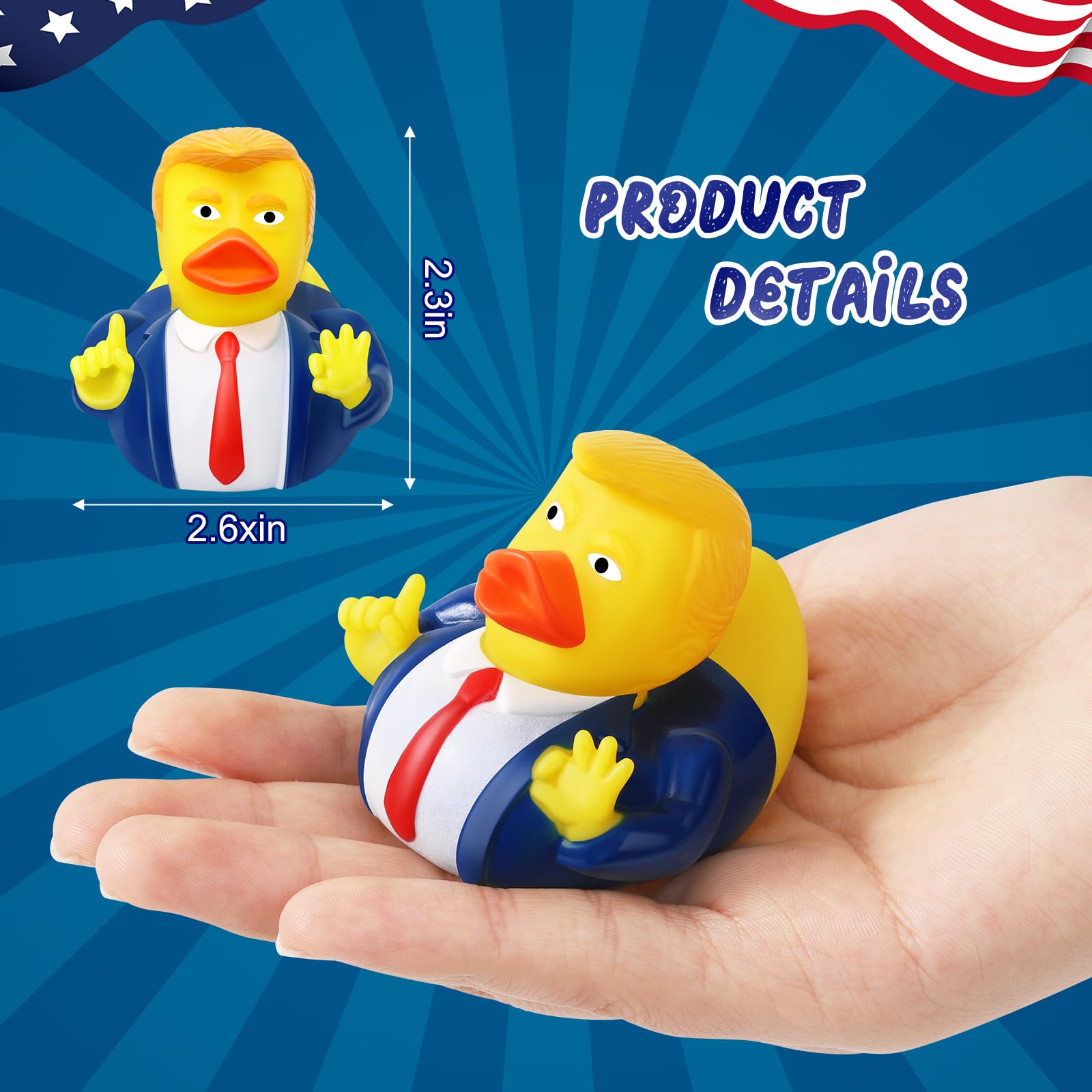 12 Pcs Donald Trump Rubber Duckies - Funny President-Themed Bath Toys for Kids & Adults, Great for Jeep Ducking Gifts, Easter Basket Stuffers & Car Dashboard Decorations - Perfect for Bath Time, Prank Gifts & Political Humor Collections
