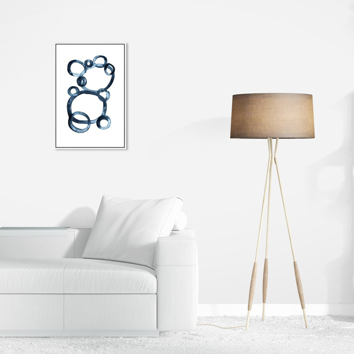 Bear Bubbles Modern Baby Bear Fingerpainted Art - White Framed Canvas Wall Print for Nursery & Boys Room Decor - Perfect for Baby Showers, Kids Bedrooms & Playroom Wall Art