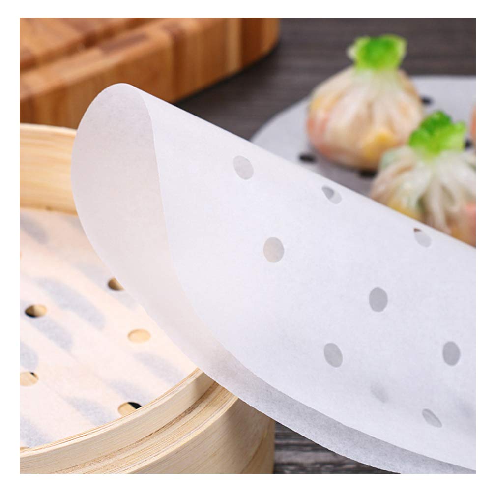 300pcs 7.5 Inch Round Air Fryer Liners - Premium Perforated Parchment Paper Sheets, Non-Stick Basket Mats for Air Fryer, Steaming, Baking Dumplings & Cooking | Perfect for Healthy Meals, Party Snacks & Family Dinners